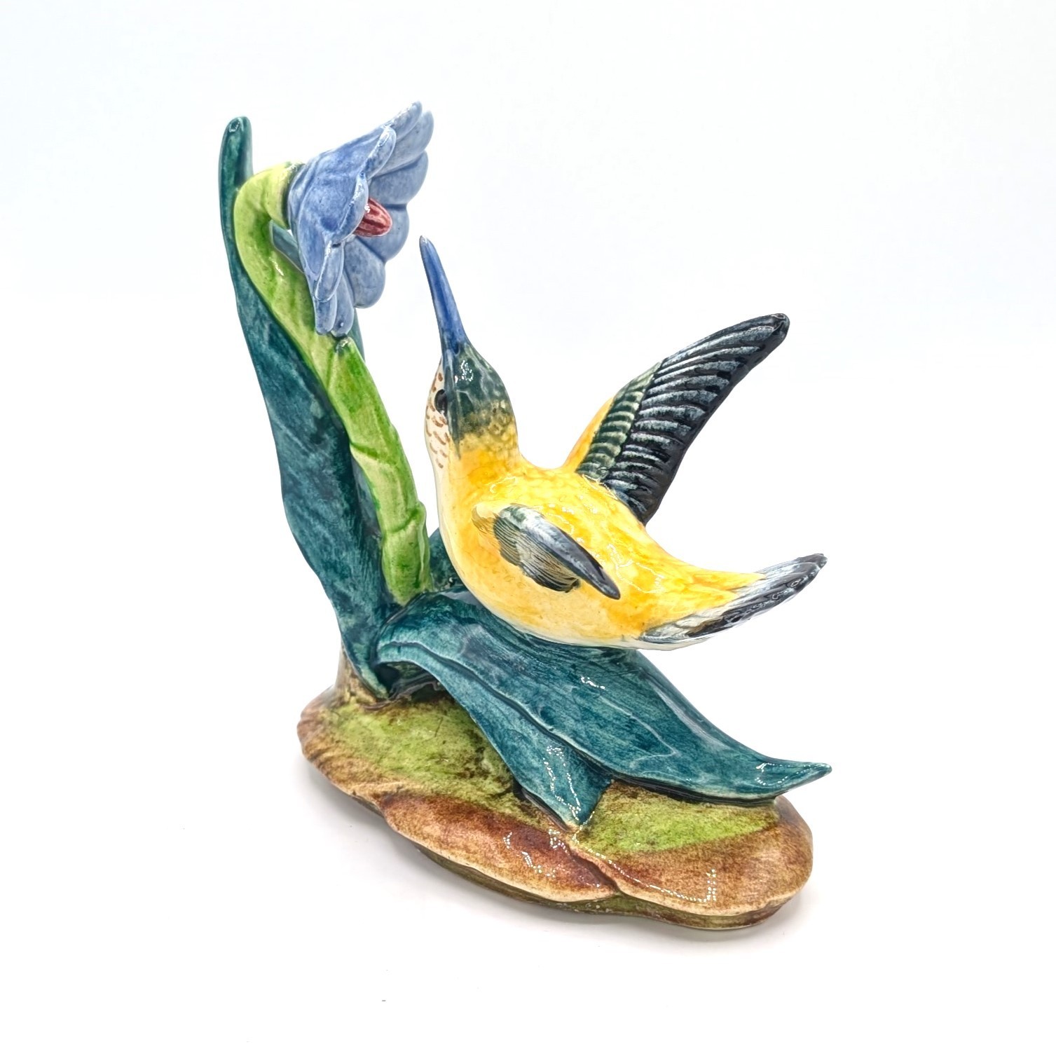 Vintage Stangl Pottery Hummingbird and Blue Flower Ceramic Figurine #3626