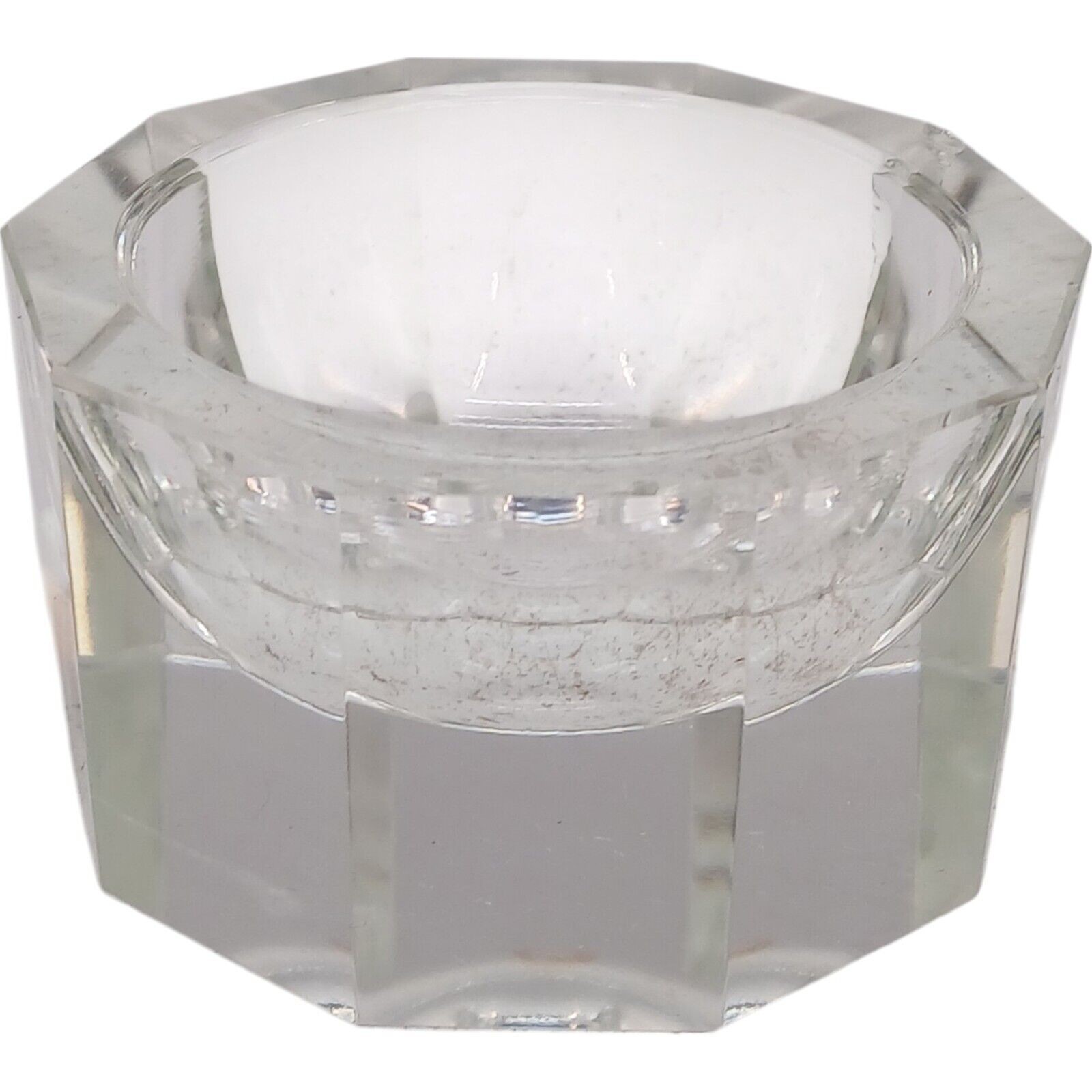 Clear Crystal Medium Candy Dish Vintage Moser Art Deco Style Modernist ~ See des