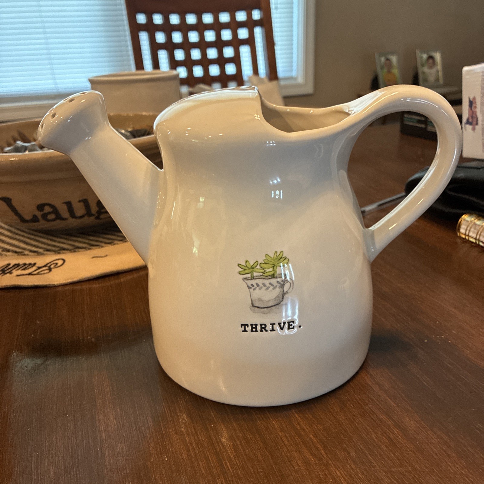 Rae Dunn “THRIVE” Ceramic Watering Can Pitcher Artisan Collection By Magenta