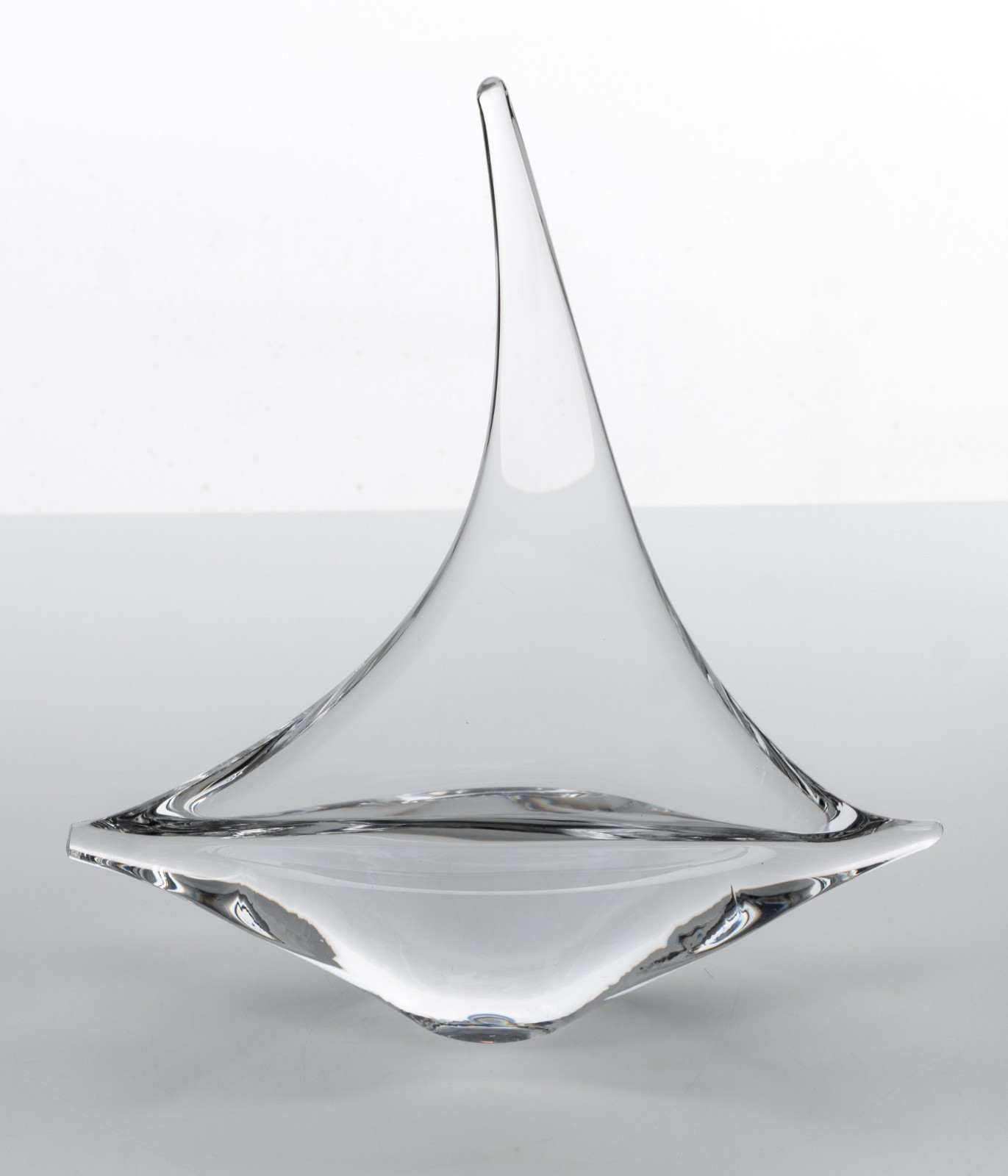 Heavy Contemporary Crystal Sail-Boat Sculpture 11×10″ MCM Yacht Polished Base
