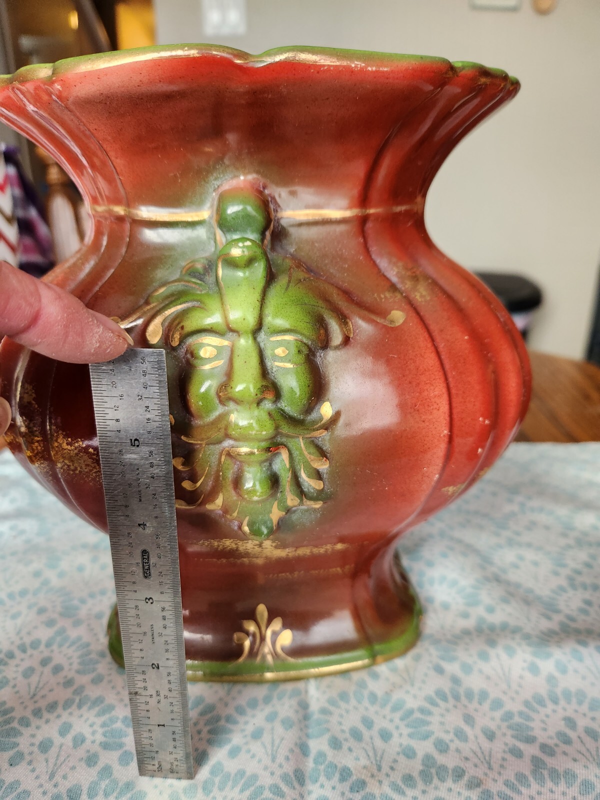 Antique Ceramic Pottery Haynes Baltimore Jardinière rust with Green Man – EUC