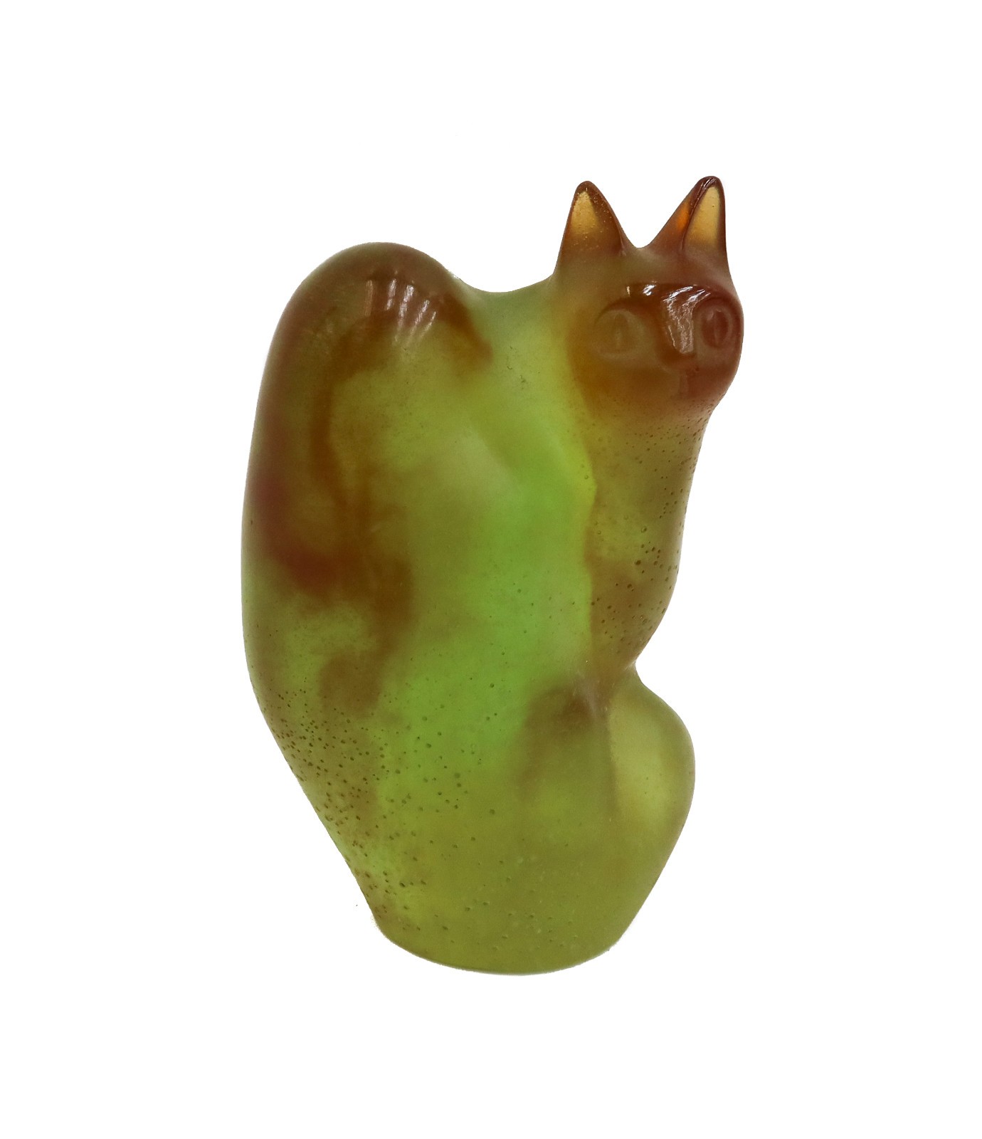 Daum France Pate De Verre Glass Green Cat Figurine Chat Perche by Lhoste Ltd Ed