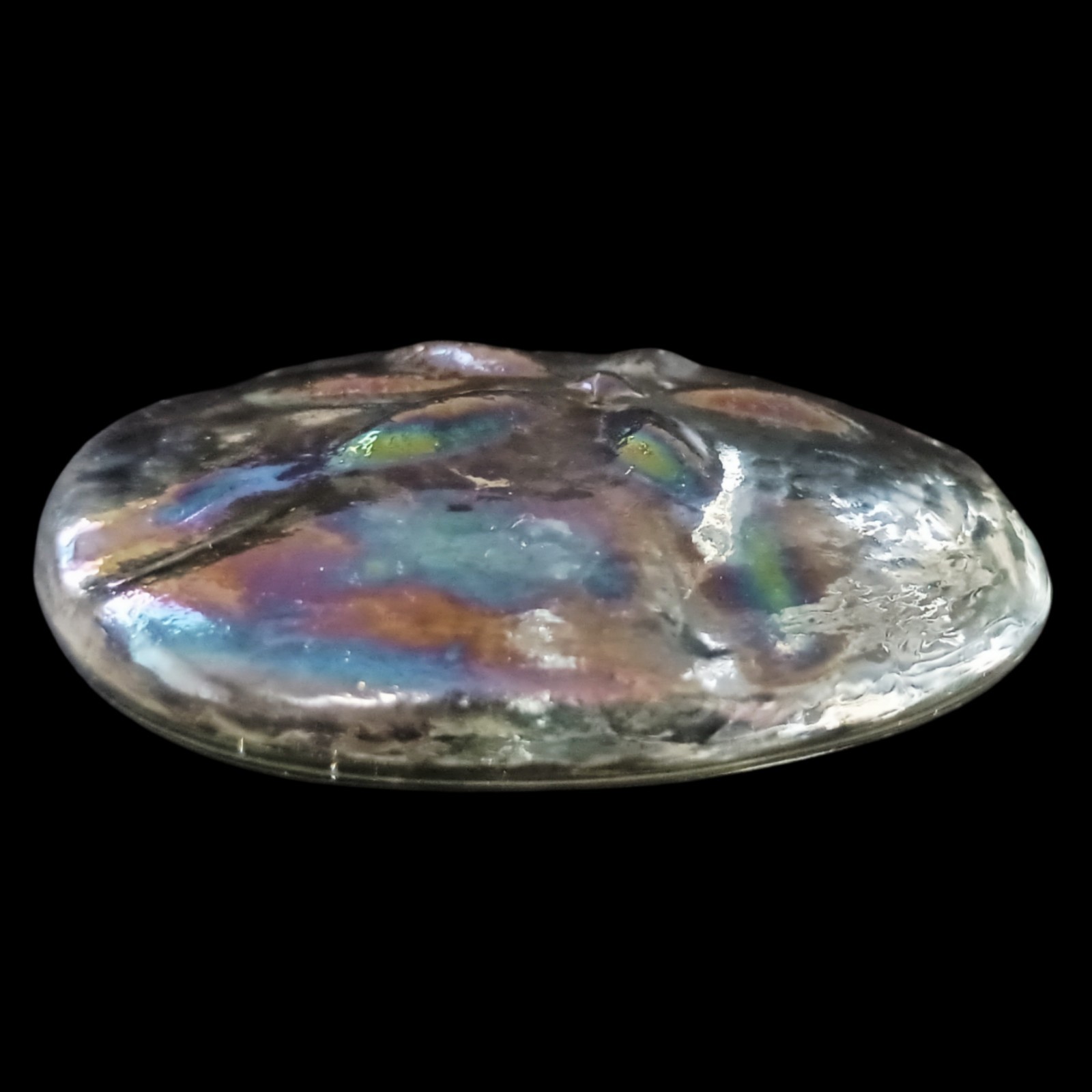 Iridescent Art Glass Sand Dollar Paperweight Vintage Coastal Beach House Ocean