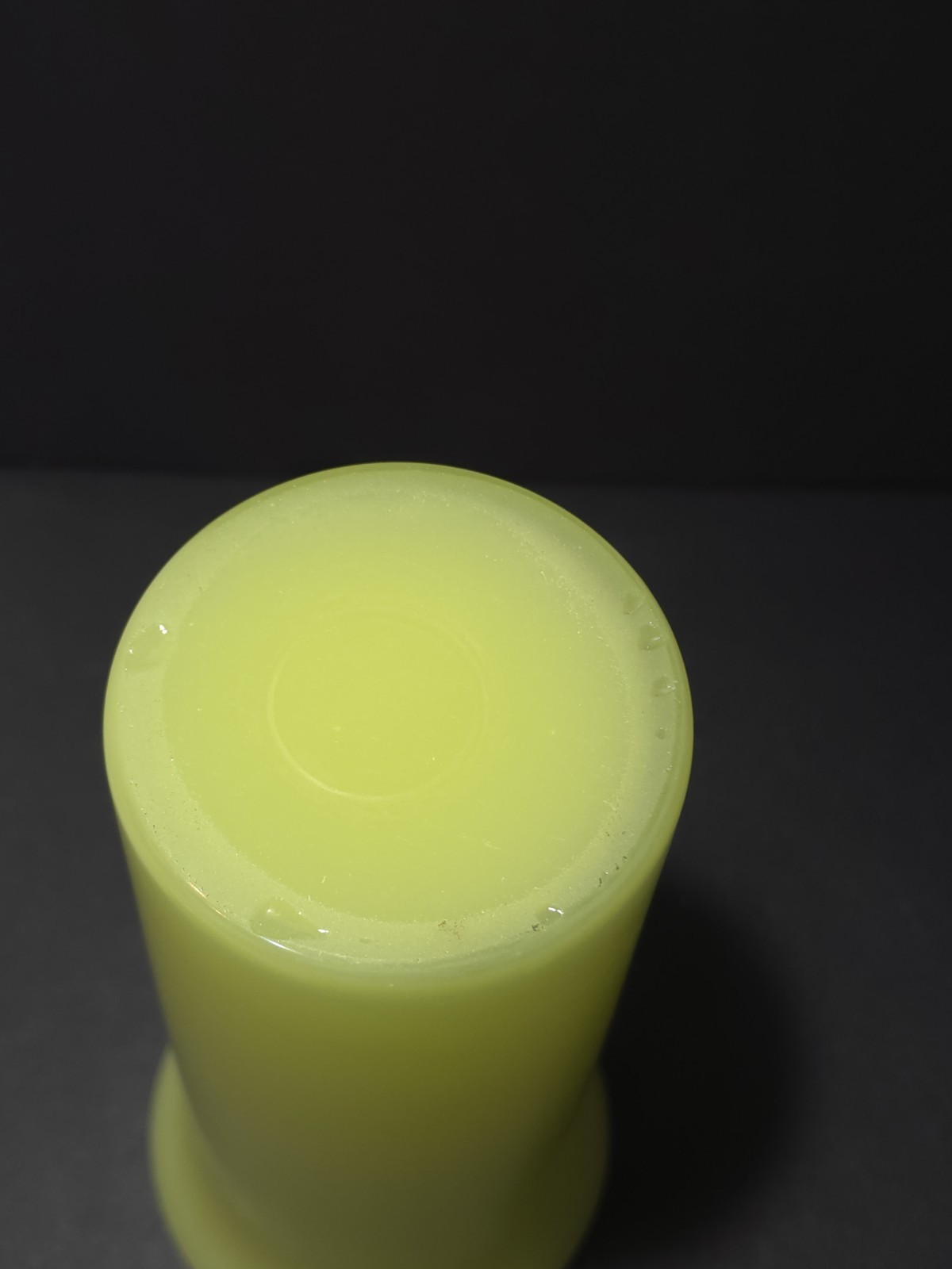 Vintage Vaseline Uranium Canary Glass Stretch Trumpet Vase 8.25″ UV Reactive