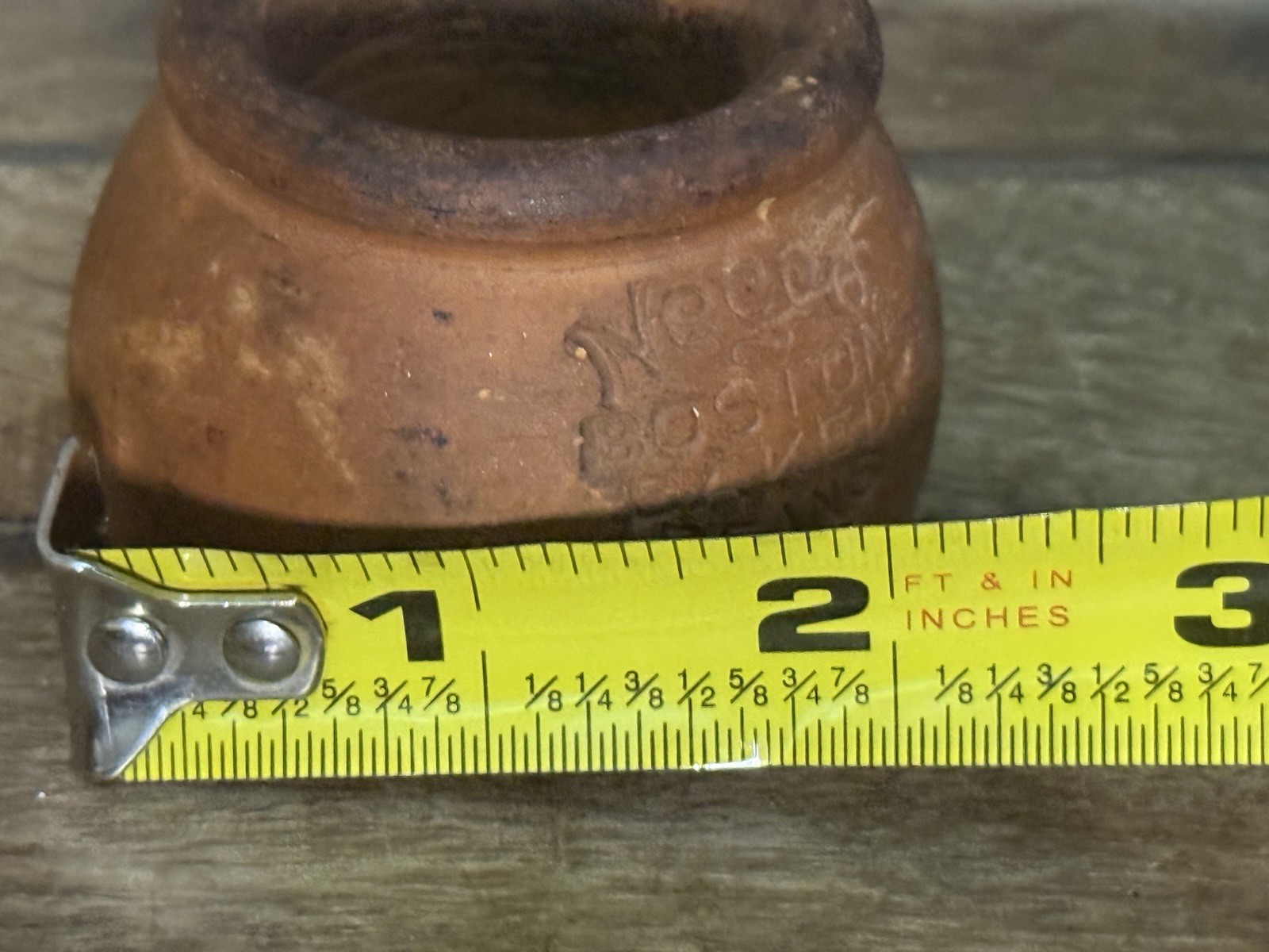 Vintage NECCO BOSTON BAKED BEANS Art Pottery REDWARE Miniature Crock BEAN POT