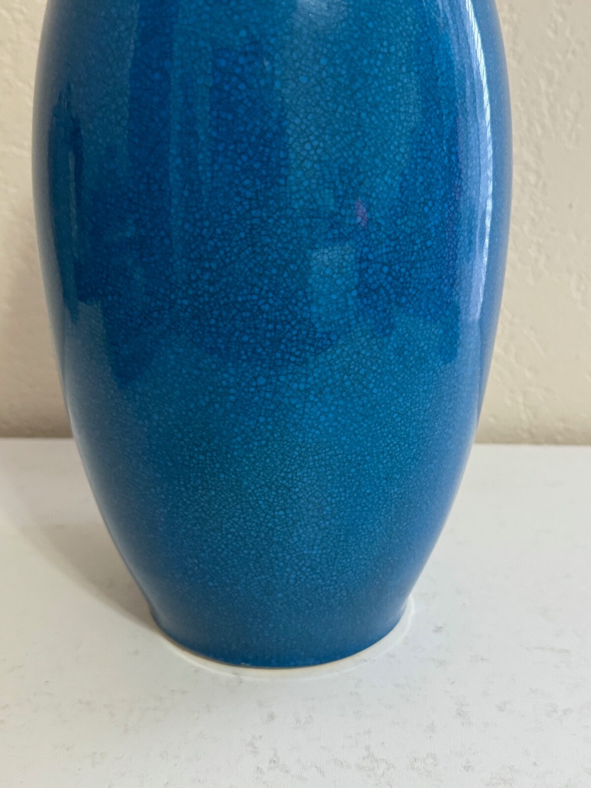 Antique Boch Freres Keramis Belgium Turquoise Blue Crackled Glazed Vase