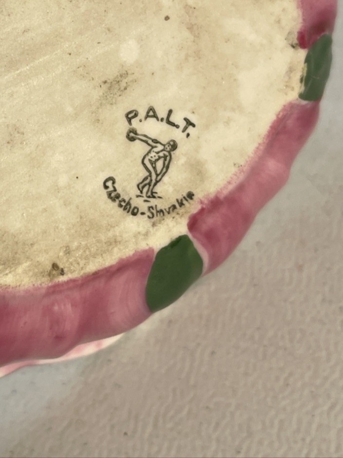 Vintage PALT Czechoslovakia Basket Pink Green