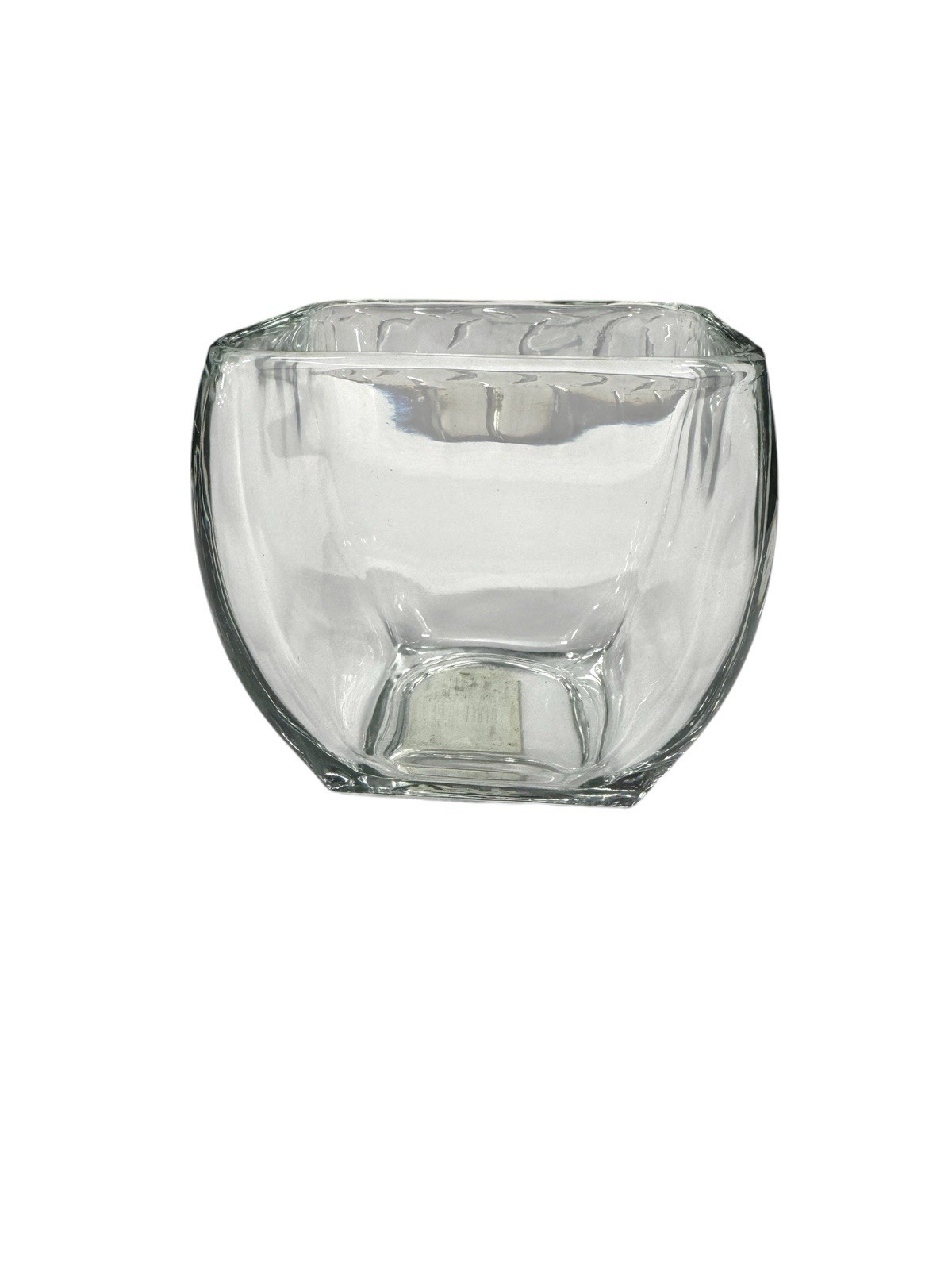 Libbey Heavy Glass Vase Clear Curved Tapered Large Square Votive Bowl 4.75″ New