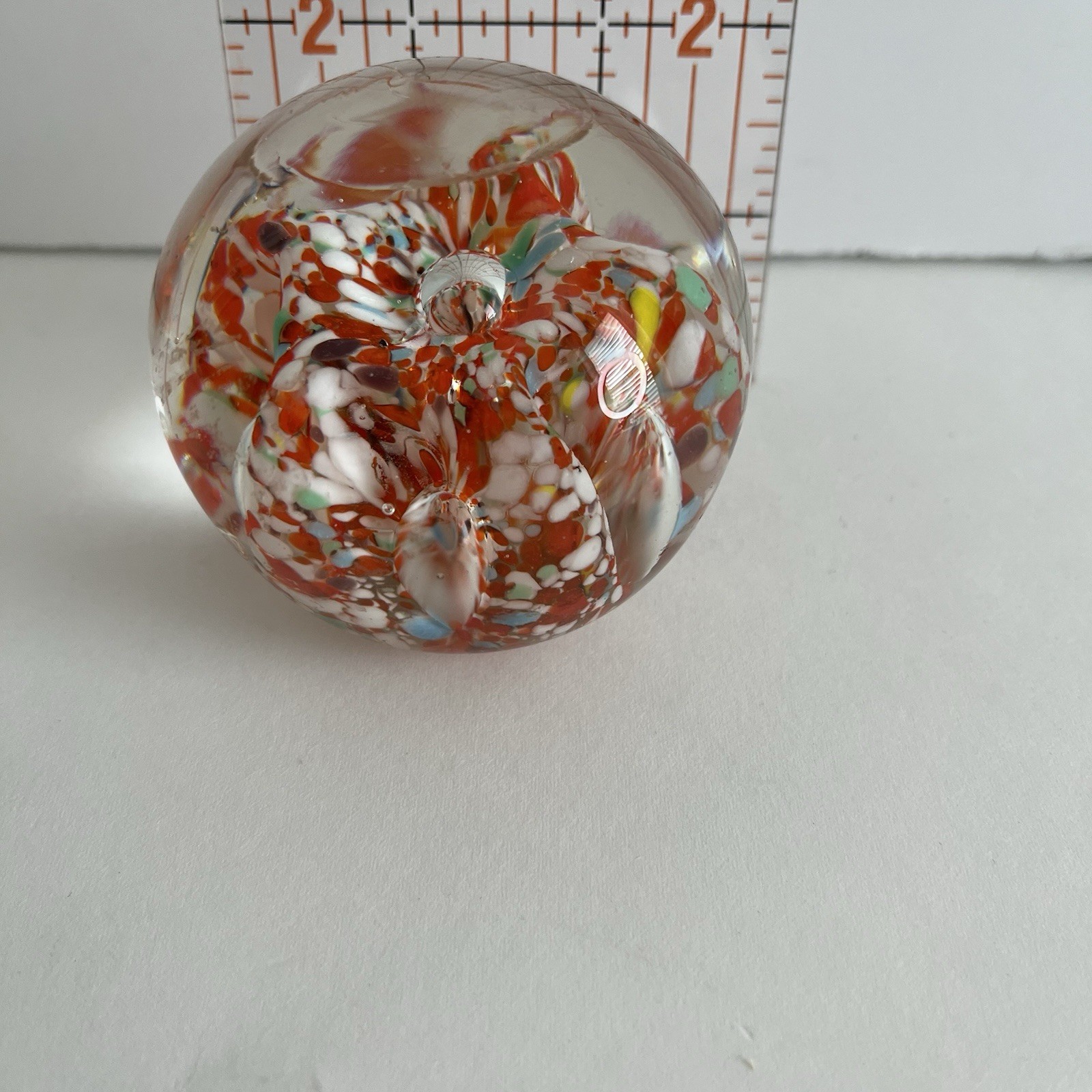 Vintage Glass Art Paperweight, Norleans Japan, Multicolor, 2” *READ*