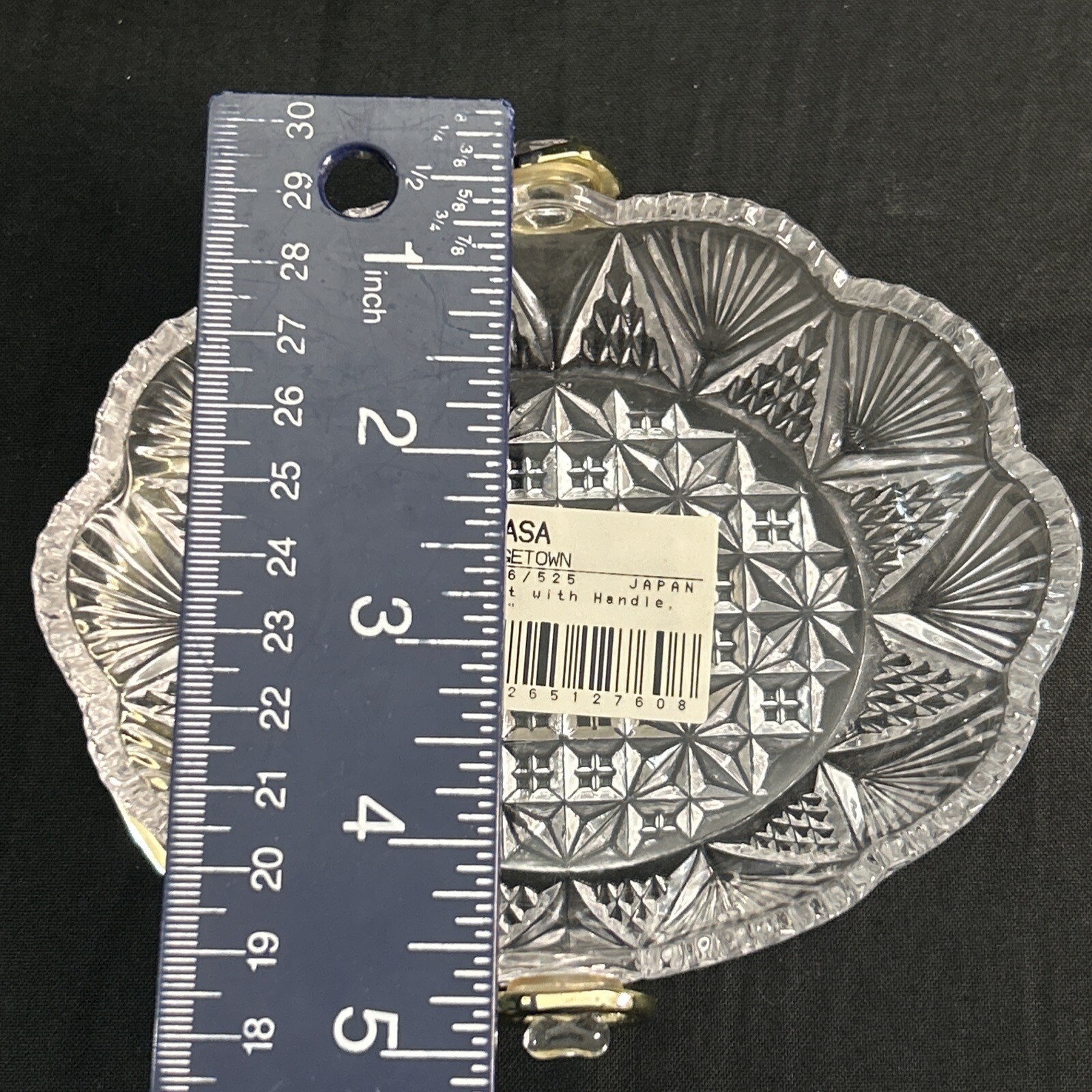 Mikasa Georgetown Crystal Basket, Dish with Gold Handle 5.5” WY196/525