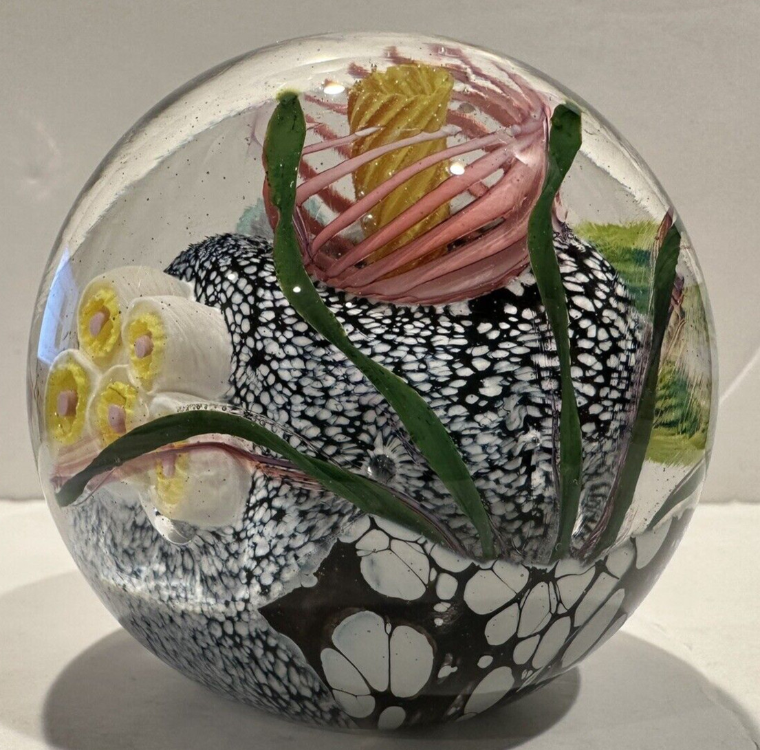 Artisan 1991 M E Mark Eckstrand 3.5″ Art Glass Sea Life Paperweight 1 lb 14 oz