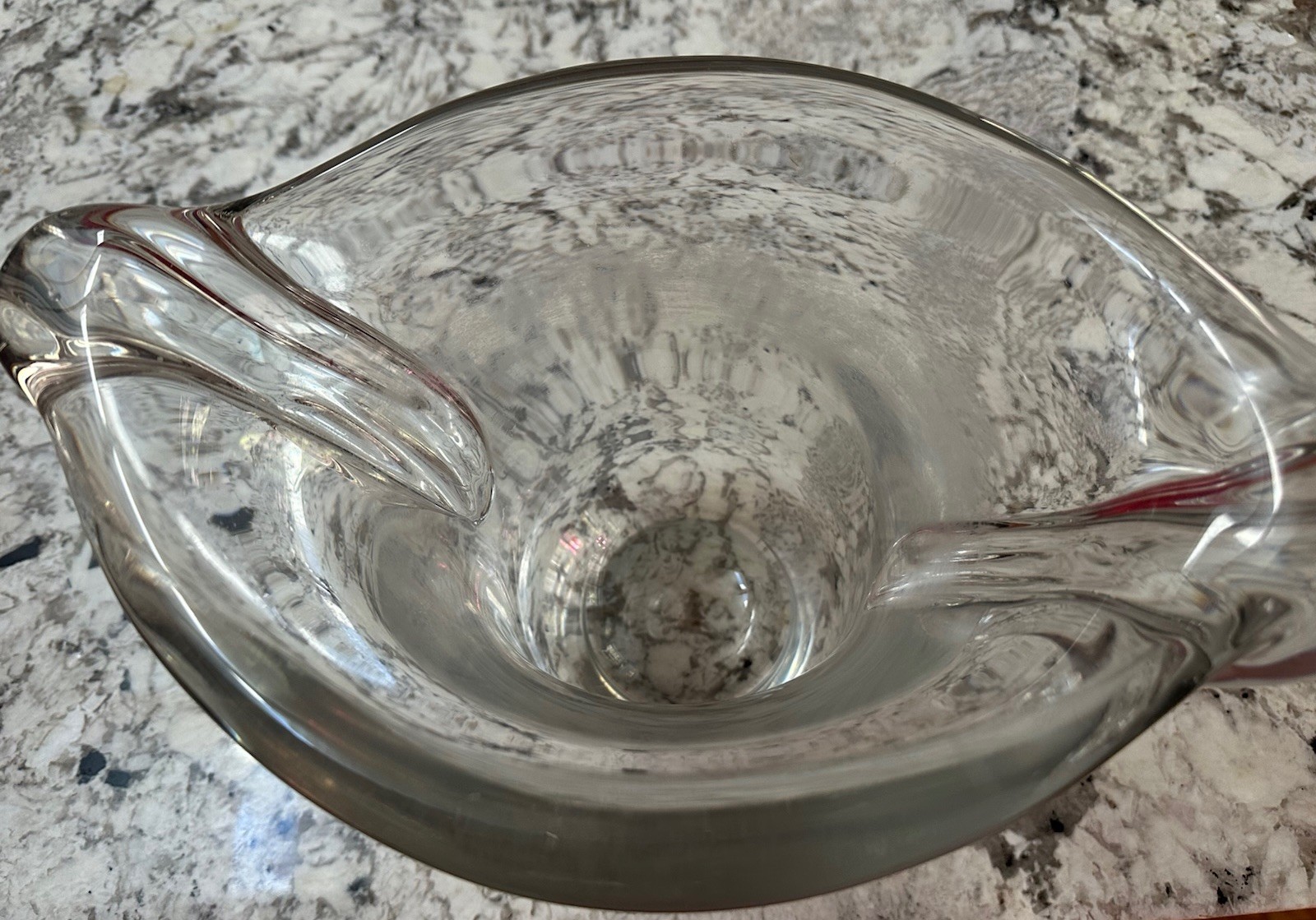 Daum France Large Signed Clear Crystal Vase Heavy Vintage Read