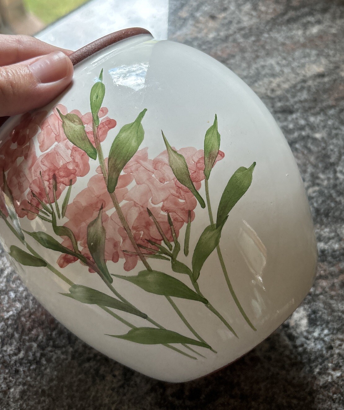 Vintage 1992 Emerson Creek Pottery Vase Pink Hydrangeas Bedford Virginia 6in