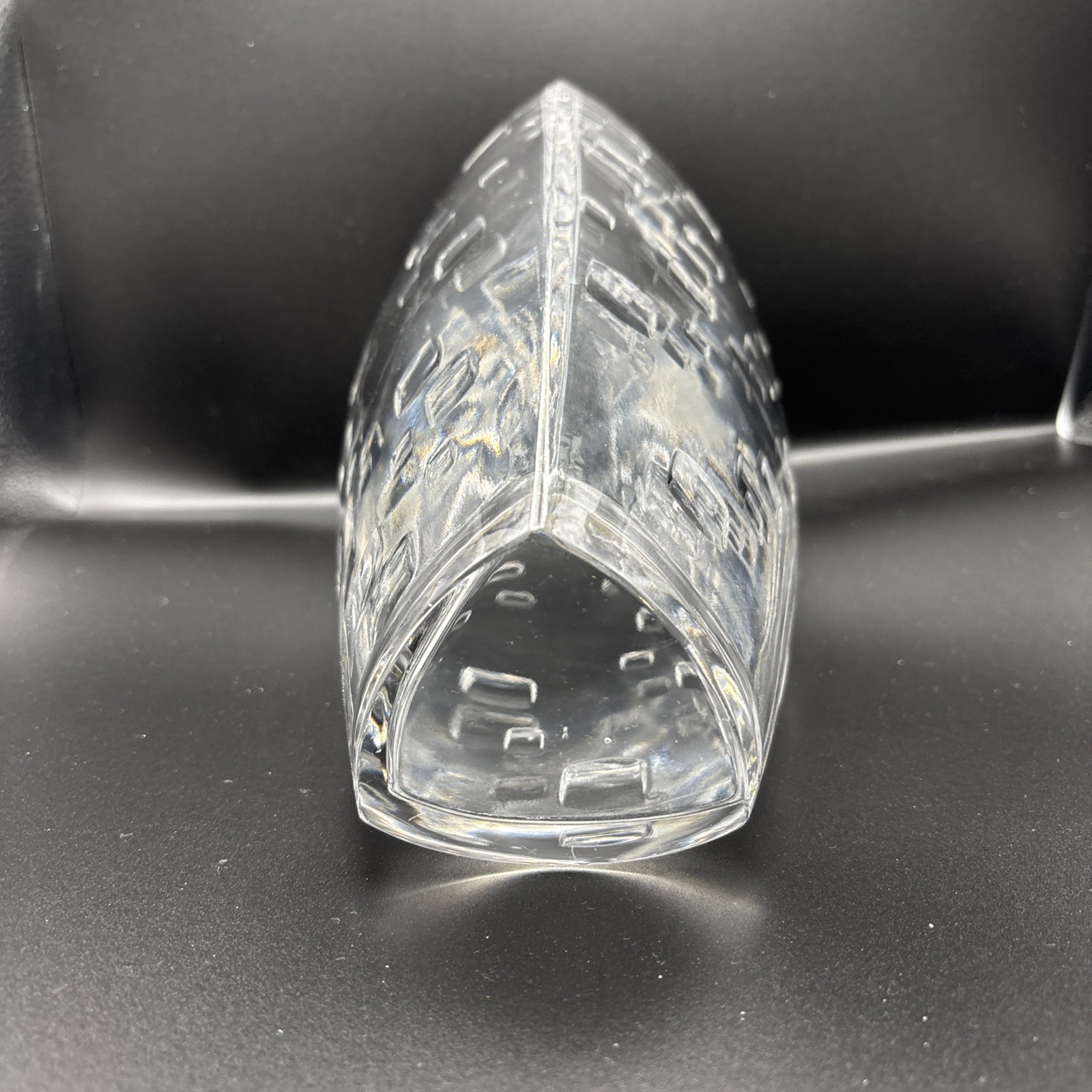Art Deco Clear Glass Vase 9.75” Stunning Geometric Design