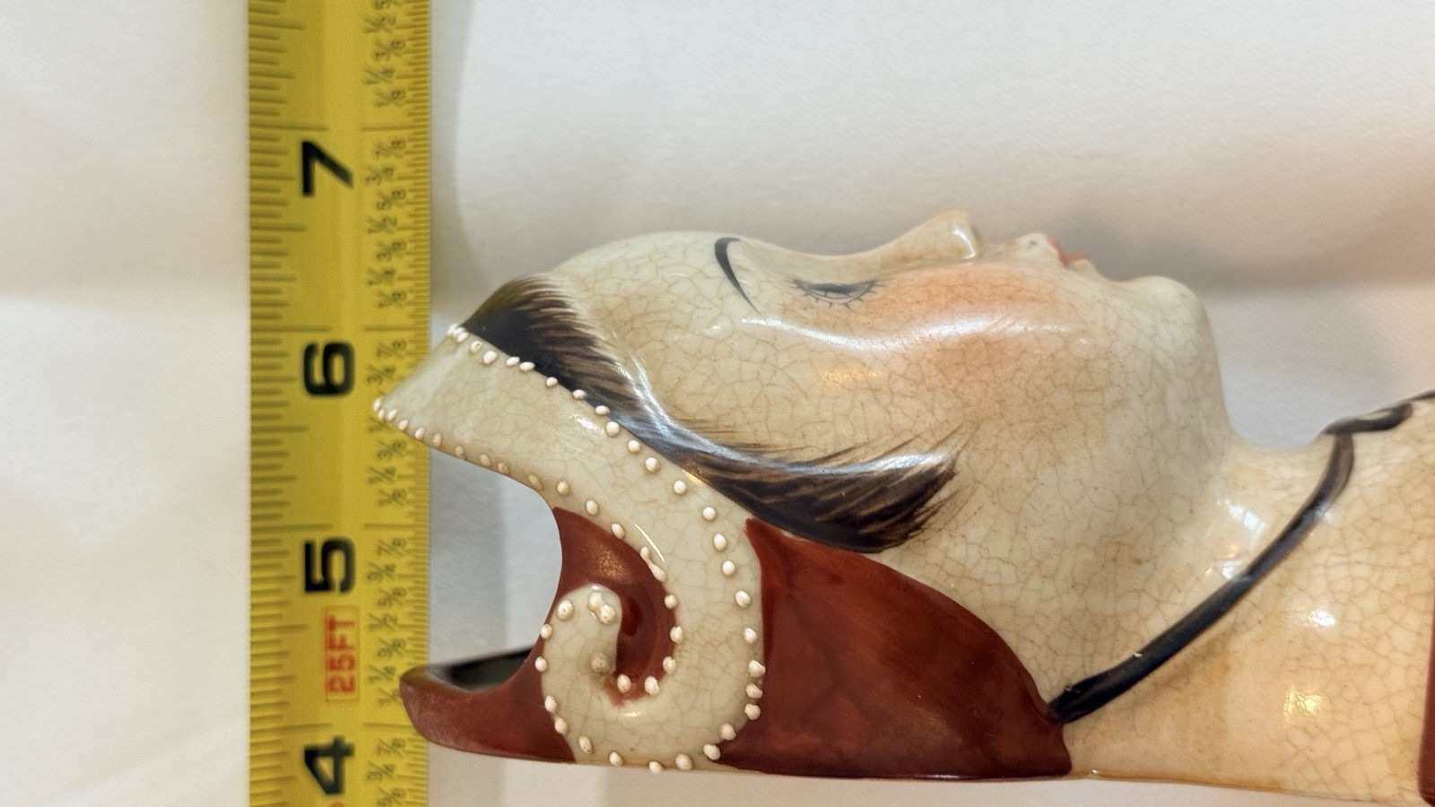 Vtg Lady Head Vase Wall Pocket Gemma Taccogna Style, Scandinavian 6.5” Boho