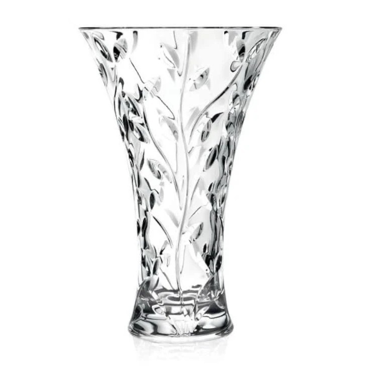 RCR Royal Crystal Rock Laurus Clear Lead Vase Made in Italy LARGE 12″ Tall