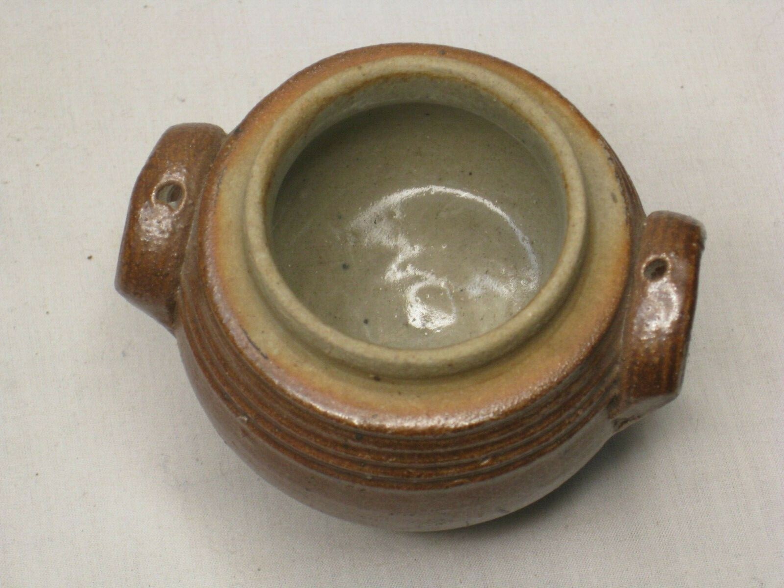 vintage FRANCE small handled container glazed ceramic pottery stoneware jug