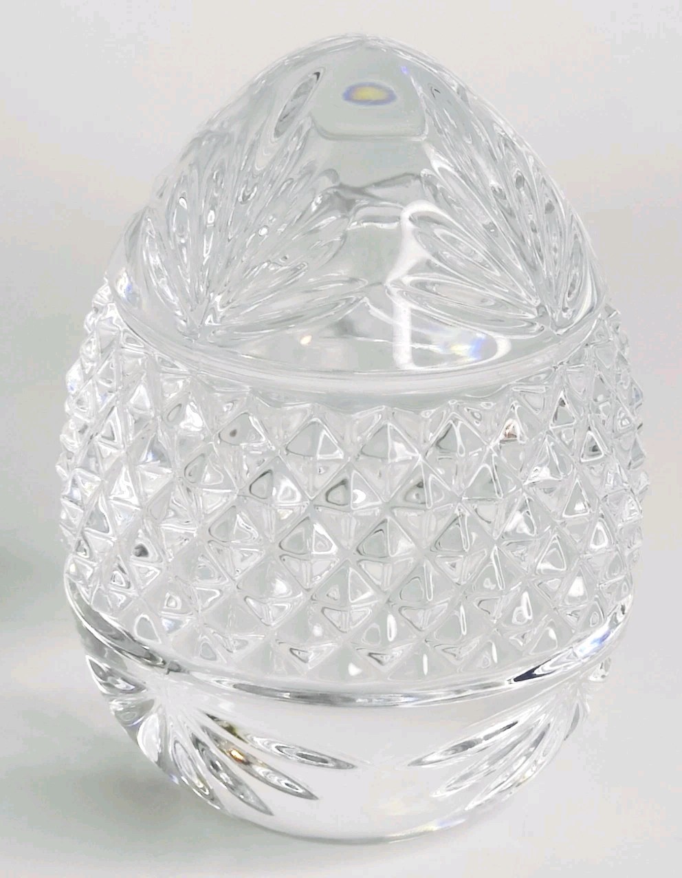 Vintage Solid Cut Lead Crystal Egg Shaped Paperweight 3.5” Tall France Heavy