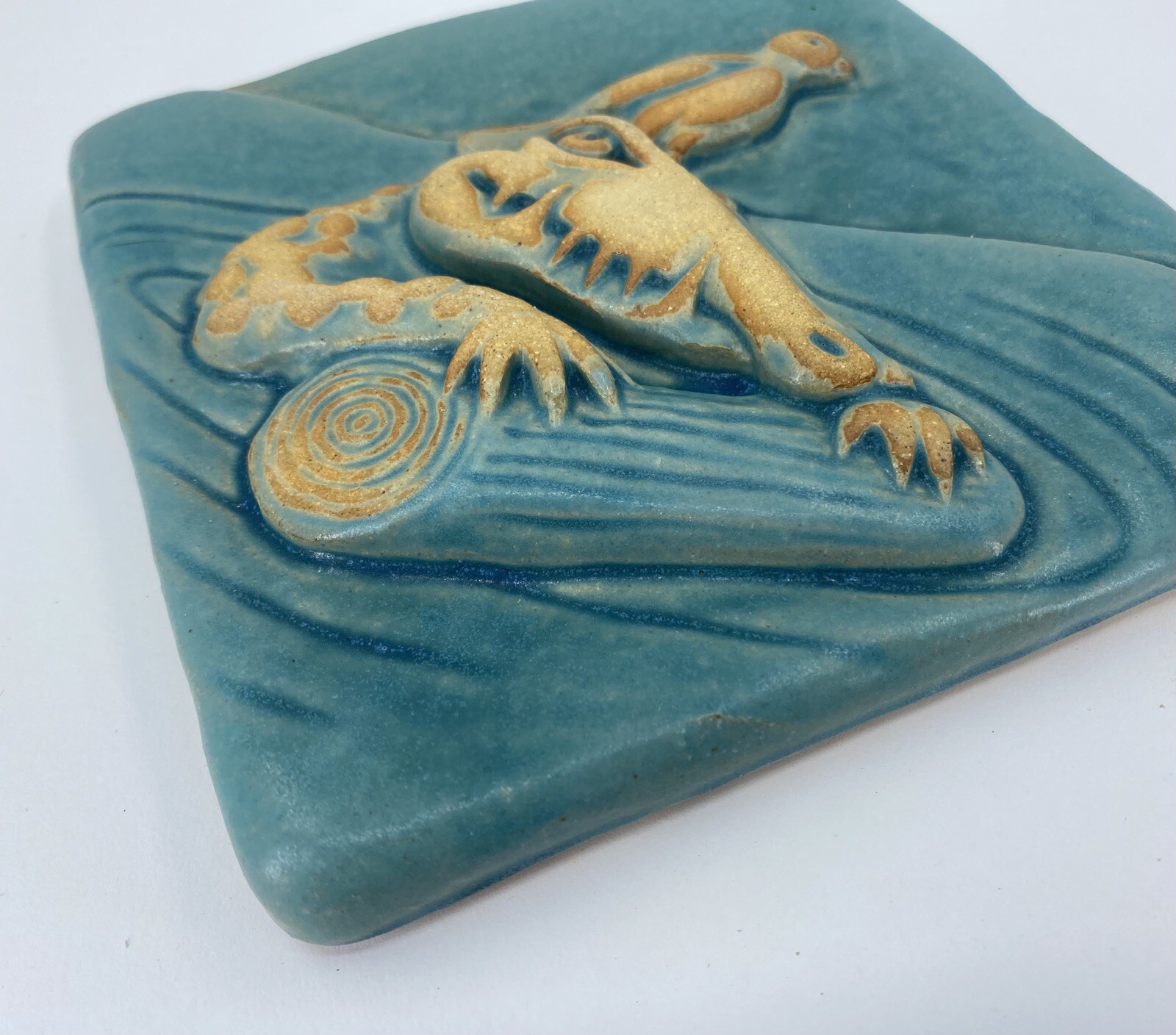 Crocodile Smile 6×6” Stoneware Art Tile by Gretchen Kramp