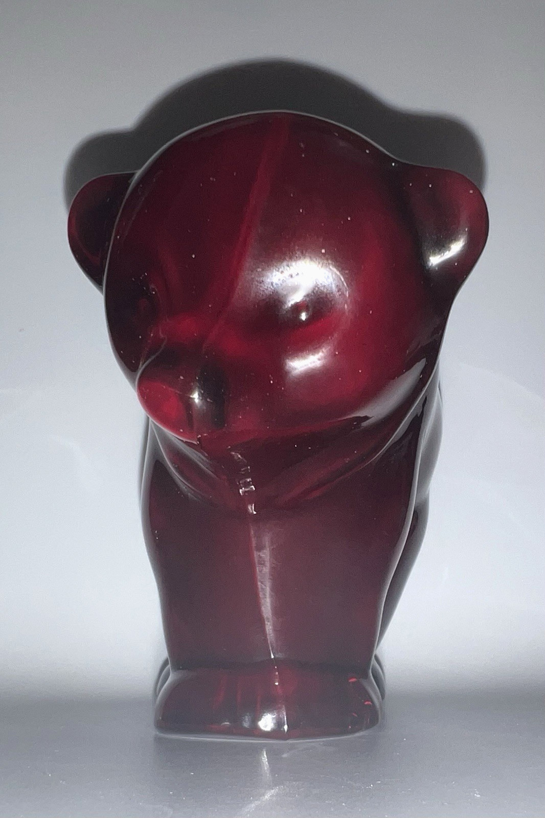 Viking Signed Ruby Red MAMA BEAR New Martinsville Mold Glass Figurine