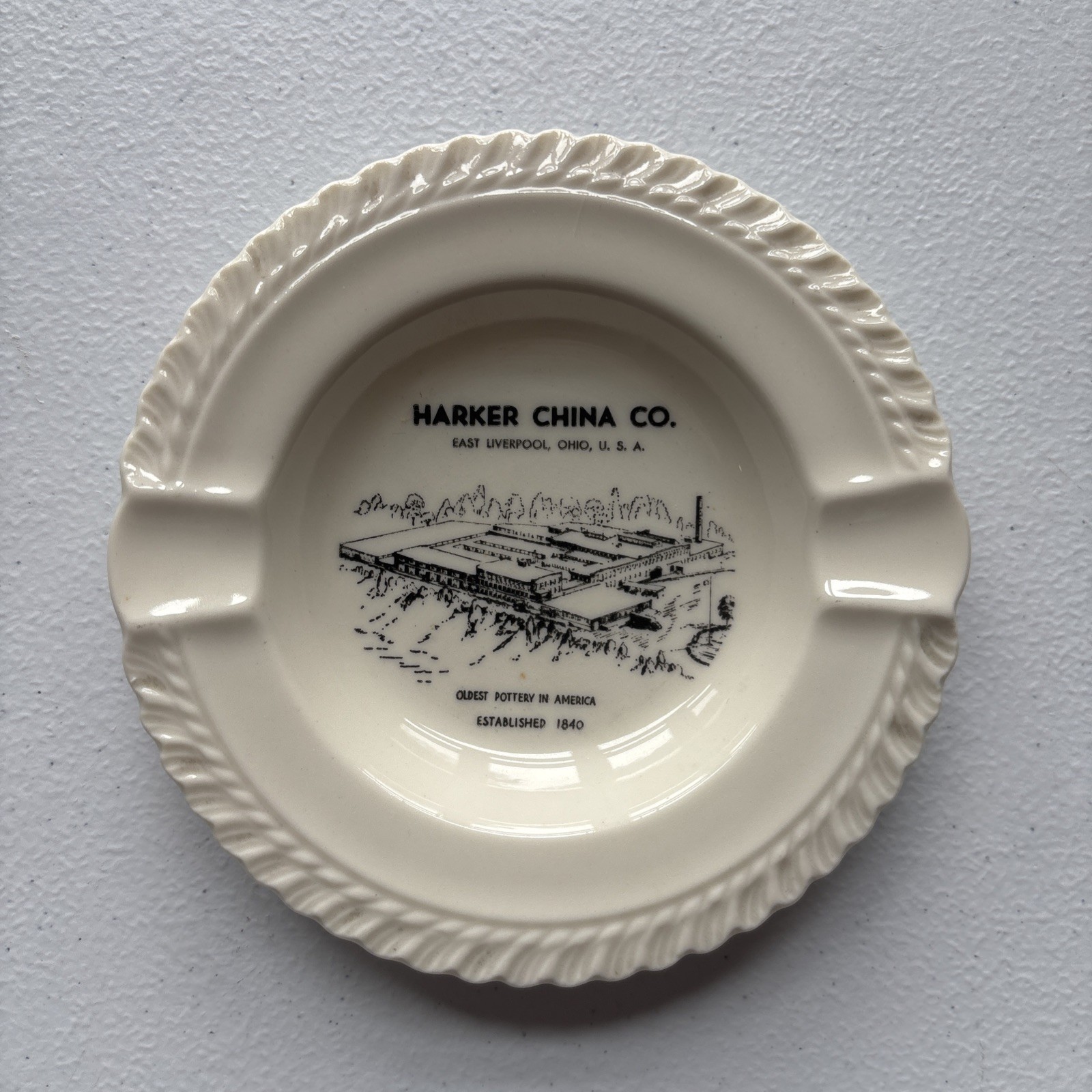 Harker China Co Advertising Ashtray; East Liverpool OH