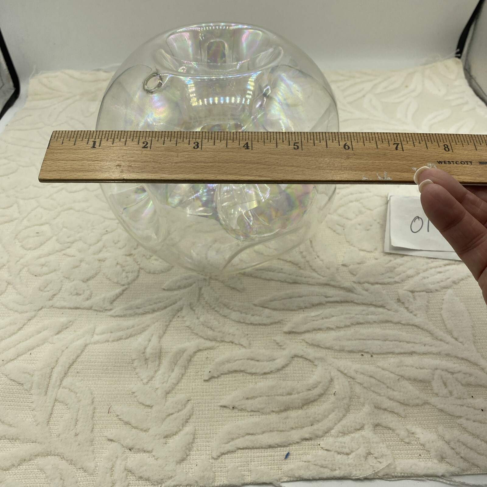 Iridescent art glass Candle Holder 6 Inches By 6 Inches Tall