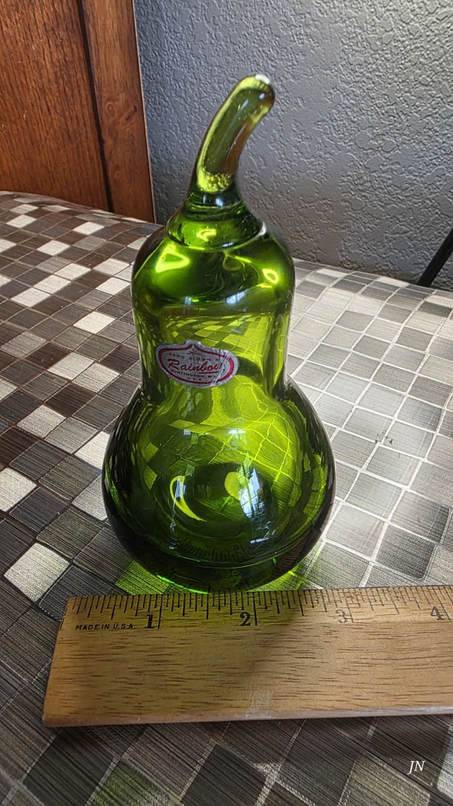 Rainbow Viking Glass Pear Green Great Condition With Sticker!