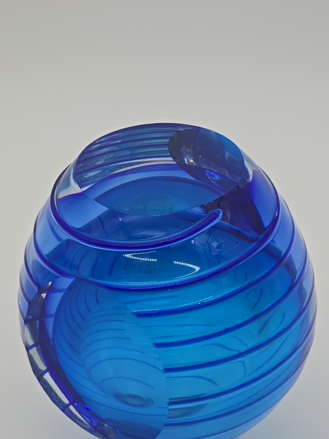 Fifth Avenue Sommerso Crystal Blue Art Glass Murano Style Vase/Perfume Bottle