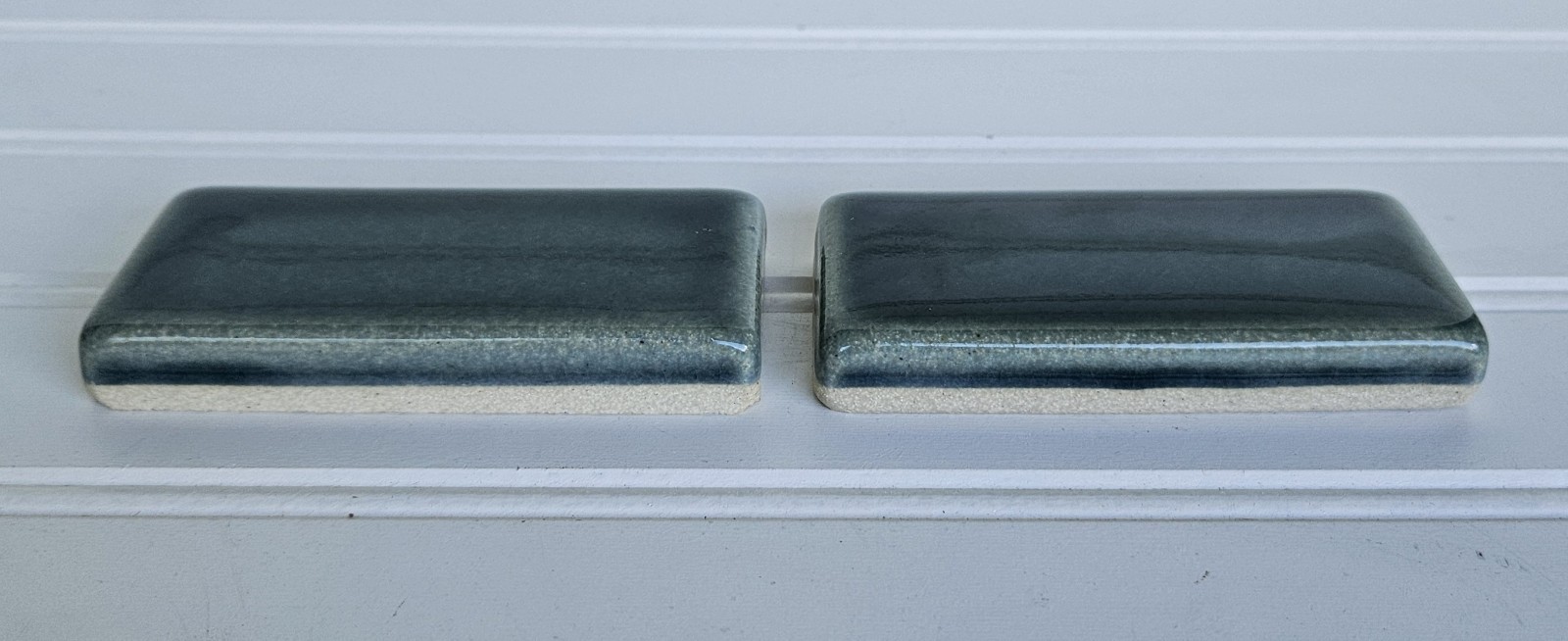 Motawi Tileworks Sapphire Glazed Glossy Tile Ann Arbor Michigan 2 PC. 4×2