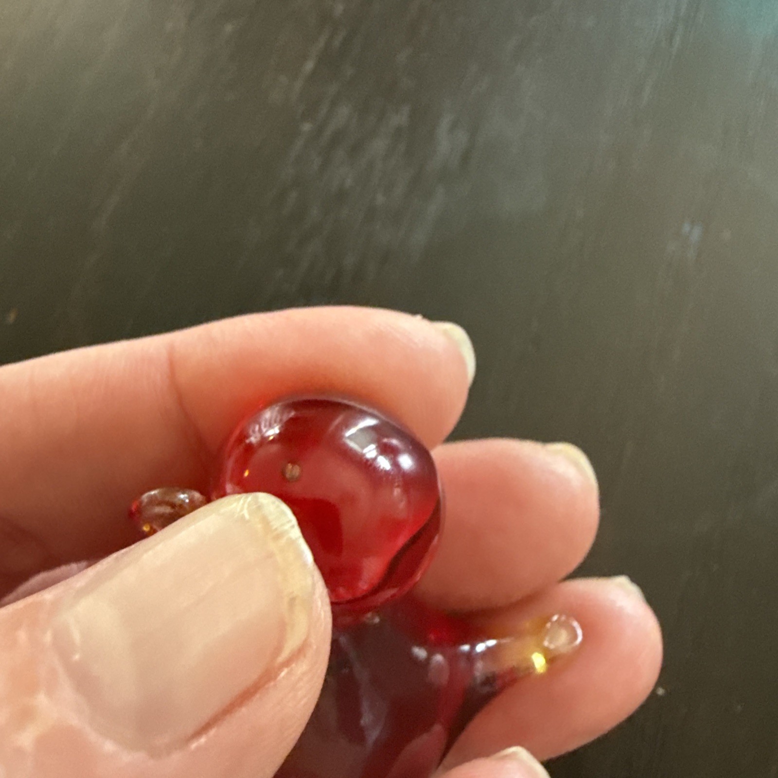 3 Vintage Blown Art Glass Ruby Red Amberina Miniature Cardinal Bird 1.5” EUC