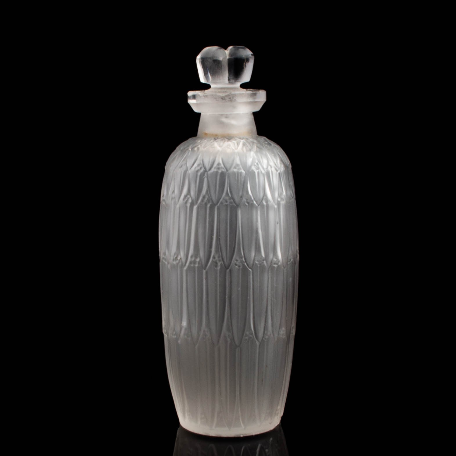 Rene Lalique Petites Feuilles Vintage Glass Perfume Bottle c1914 R. Pre-War