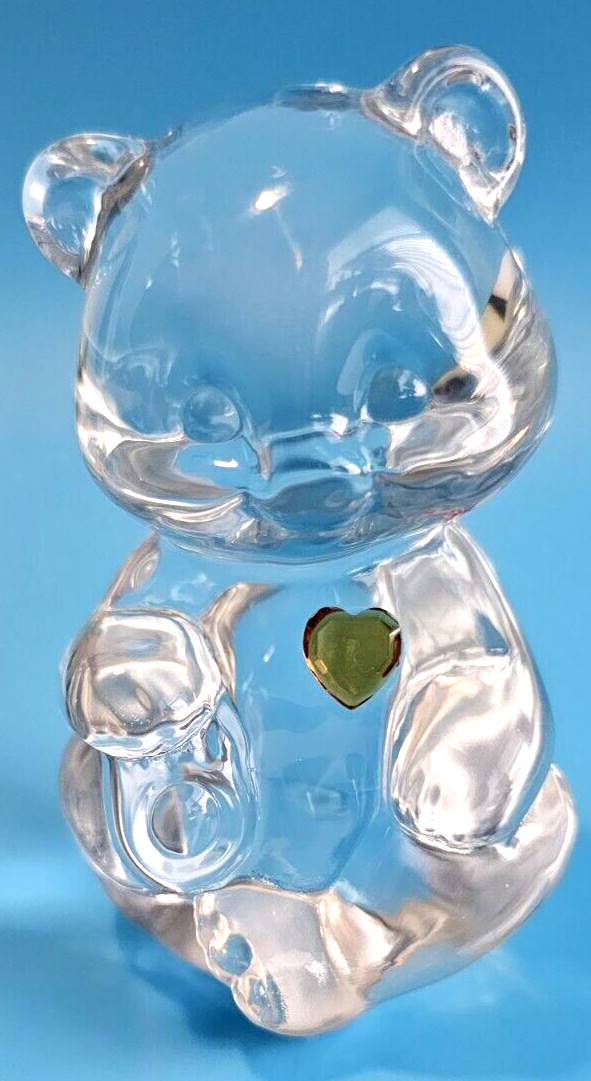 Vintage Fenton Art Glass Birthday Teddy Bear April Birthstone 3.5″tall