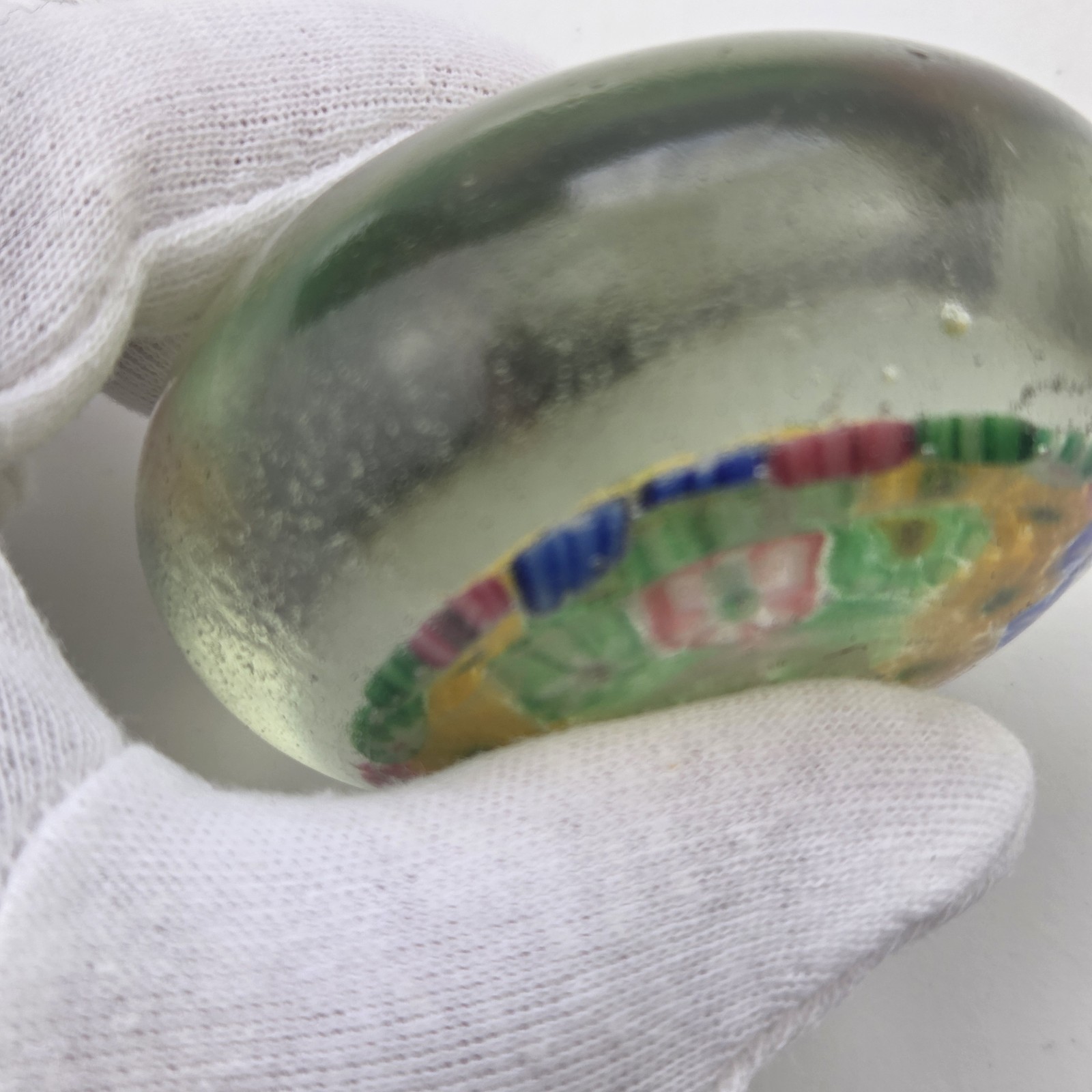 Vtg Millefiori Paperweight Chinese Glass Dome 7 Oz. Floral Pattern