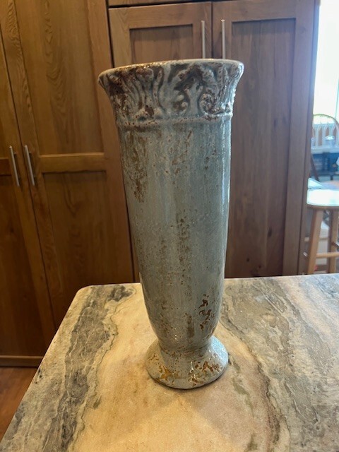 Beautiful Ceramic Trumpet Style Decorative Aqua Glaze Vase – 11.5 inches
