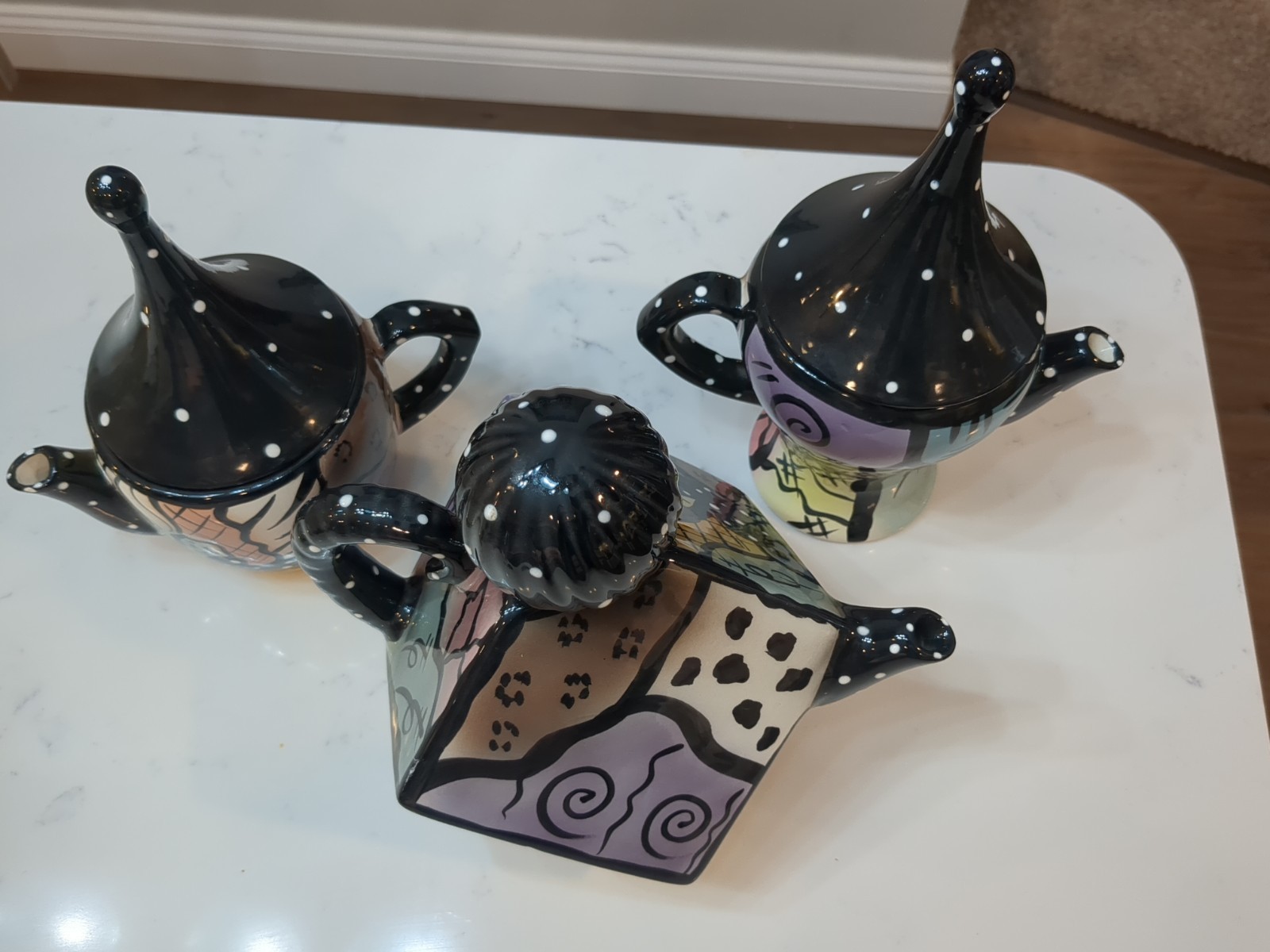 MICHAEL ANTHONY POST MODERN STUDIO ART POTTERY Tea Pot 10” VASE Black Sculptural
