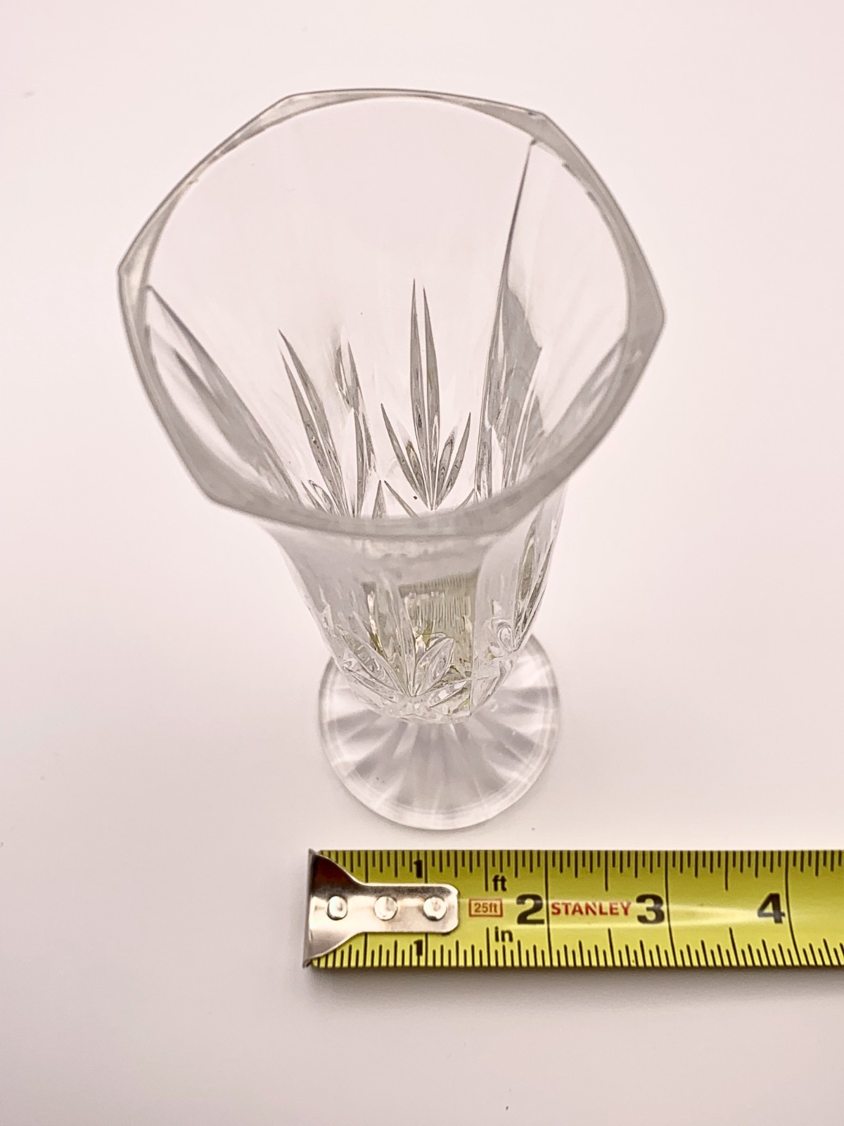 Vintage 24% lead crystal footed trumpet vase, RCR Royal Crystal Rock, from Italy