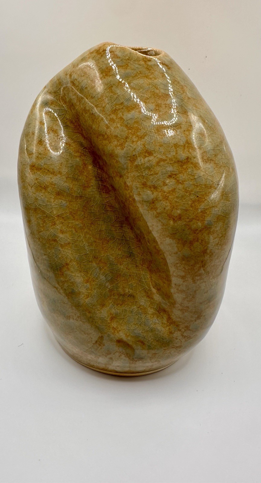 Studio Pottery Biomorphic Vase Folded Seed Pod MCM Sculpture Art