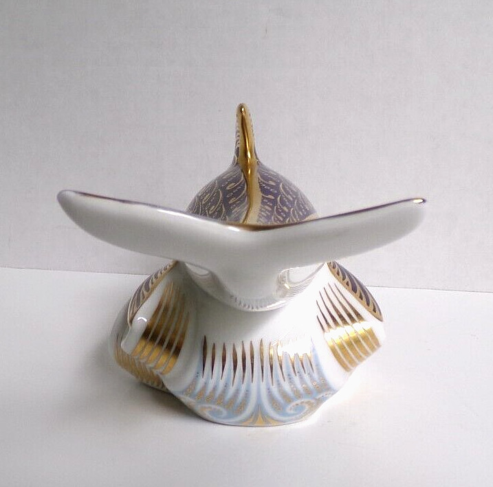 Royal Crown Derby Cobalt Imari Dolphin Porcelain Paperweight 1987 Marked 3.5”