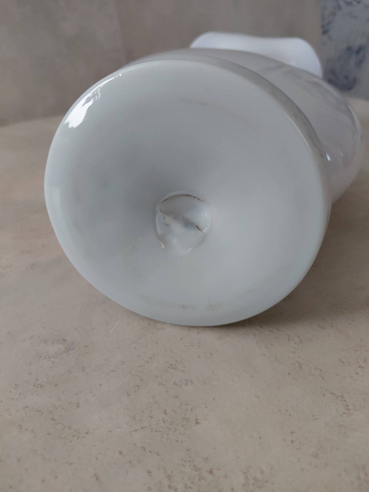 Handblown Vase White Opaline Glass Hand-Painted Nest Bird Butterfly Flowers 19