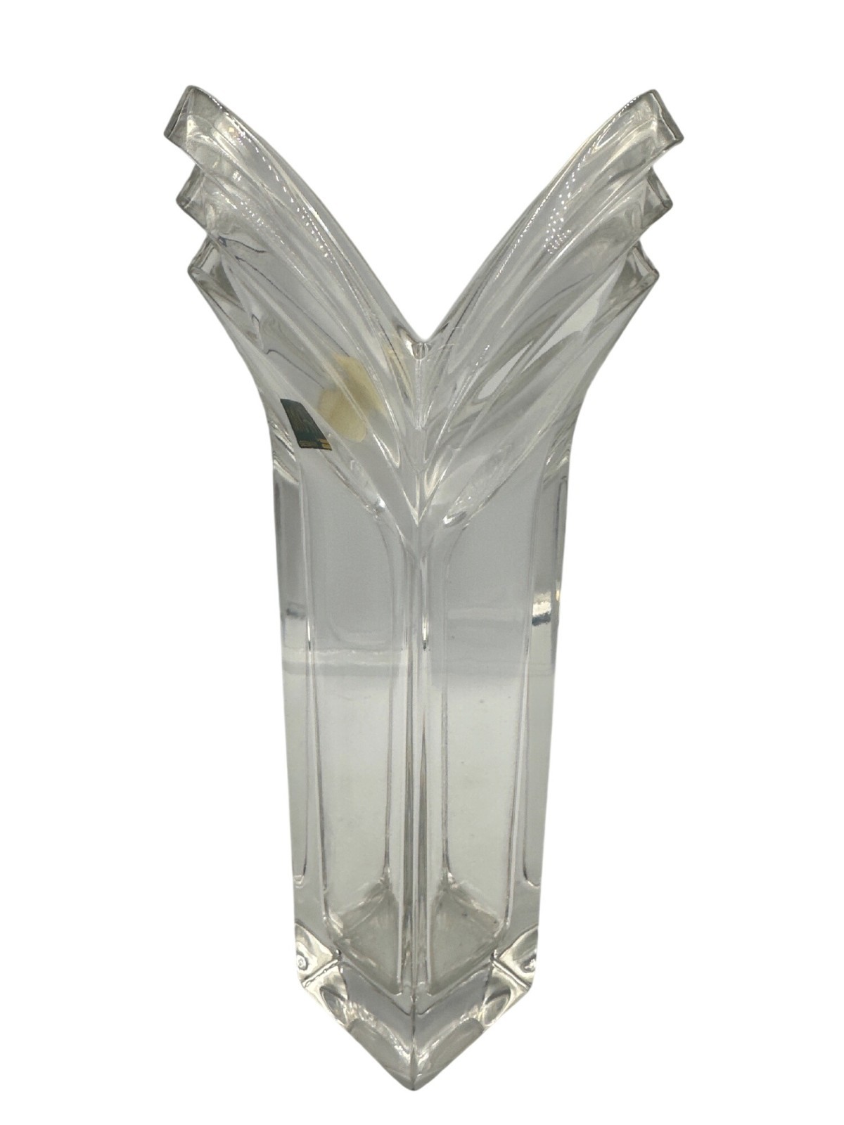 Mikasa Germany Clear Crystal Vase Geometric Design Collectible 11″ Tall Classic