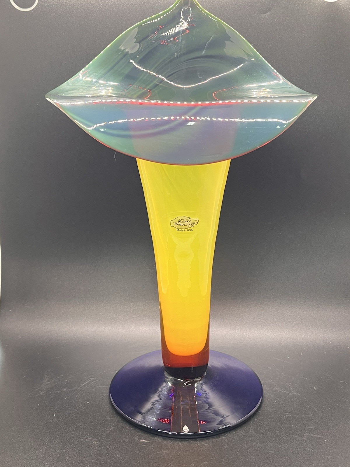 Rare Blenko 2003 Jack In The Pulpit Vase “Tequila Sunrise”