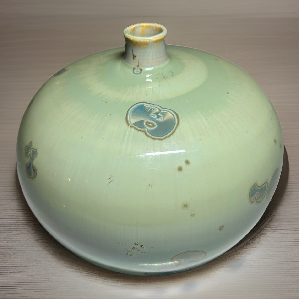 Crystalline Glaze Ceramic Vase Exquisite Design 4.5”x5”