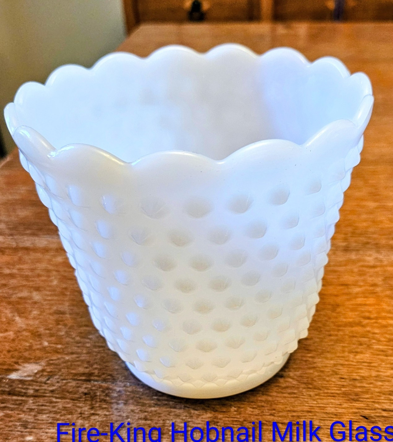 Fire-King Hobnail White Milk Glass Round Planter 6in Pressed Glass 1950