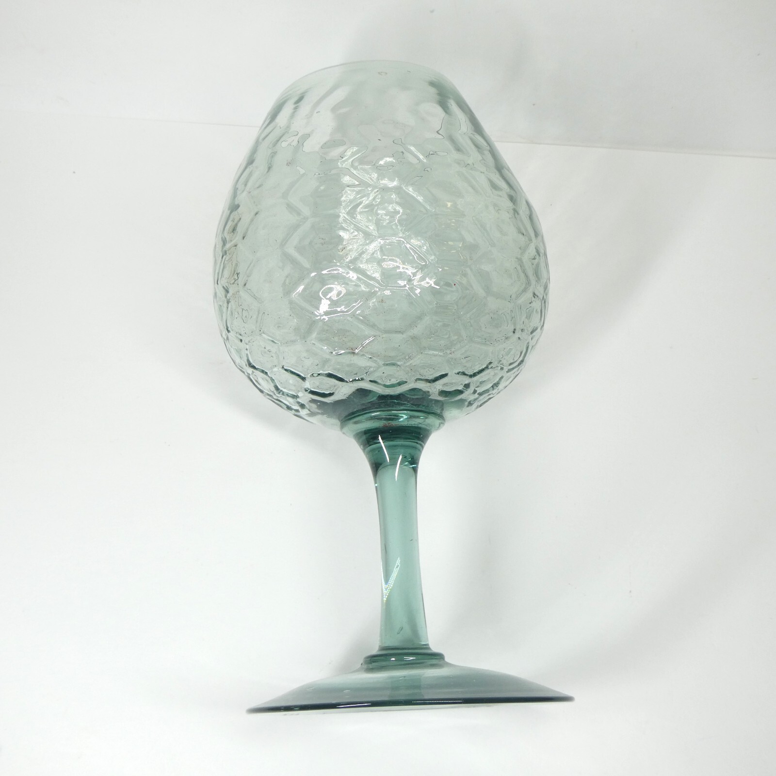 Empoli Glass Light Blue Optic Footed Pedestal Vase Snifter Large 12″ Vintage MCM