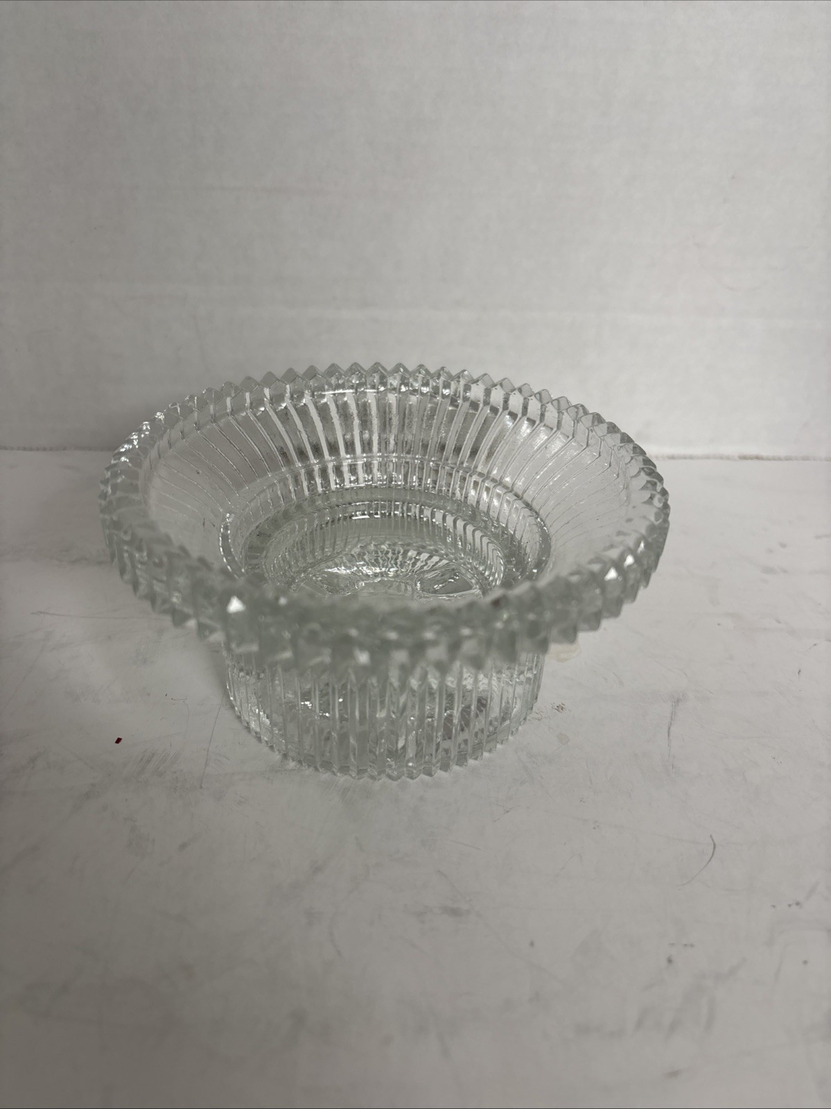 Indiana Glass Reflections Crystal Diamond Point Candle Holder Reversible VINTAGE
