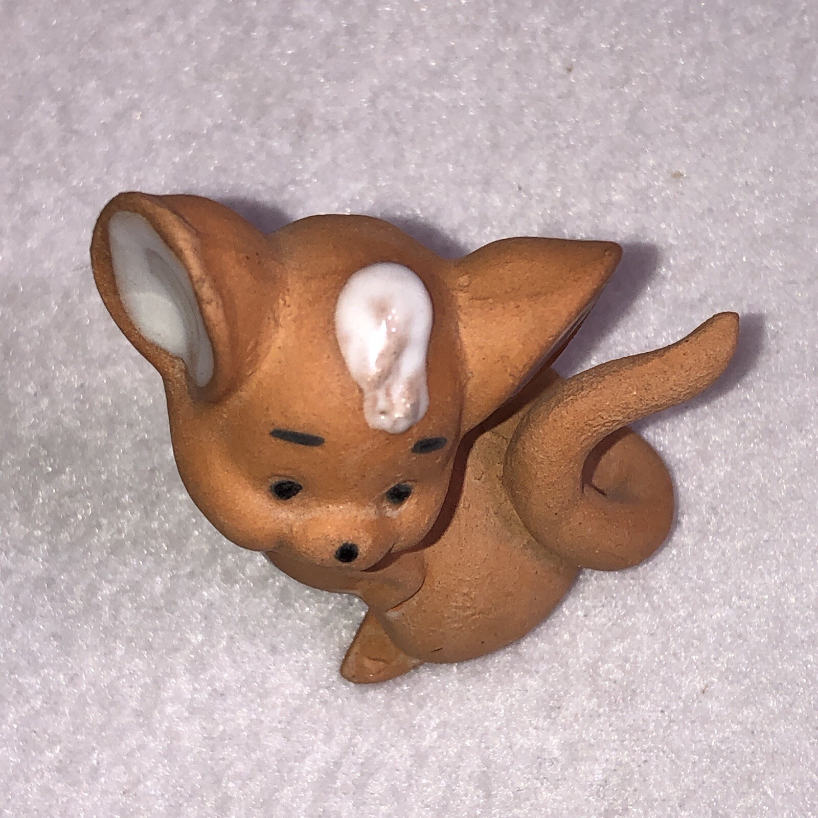 Terra Cotta Style Pottery Clay Mouse Figurine with Glazed Details Stamped “C”