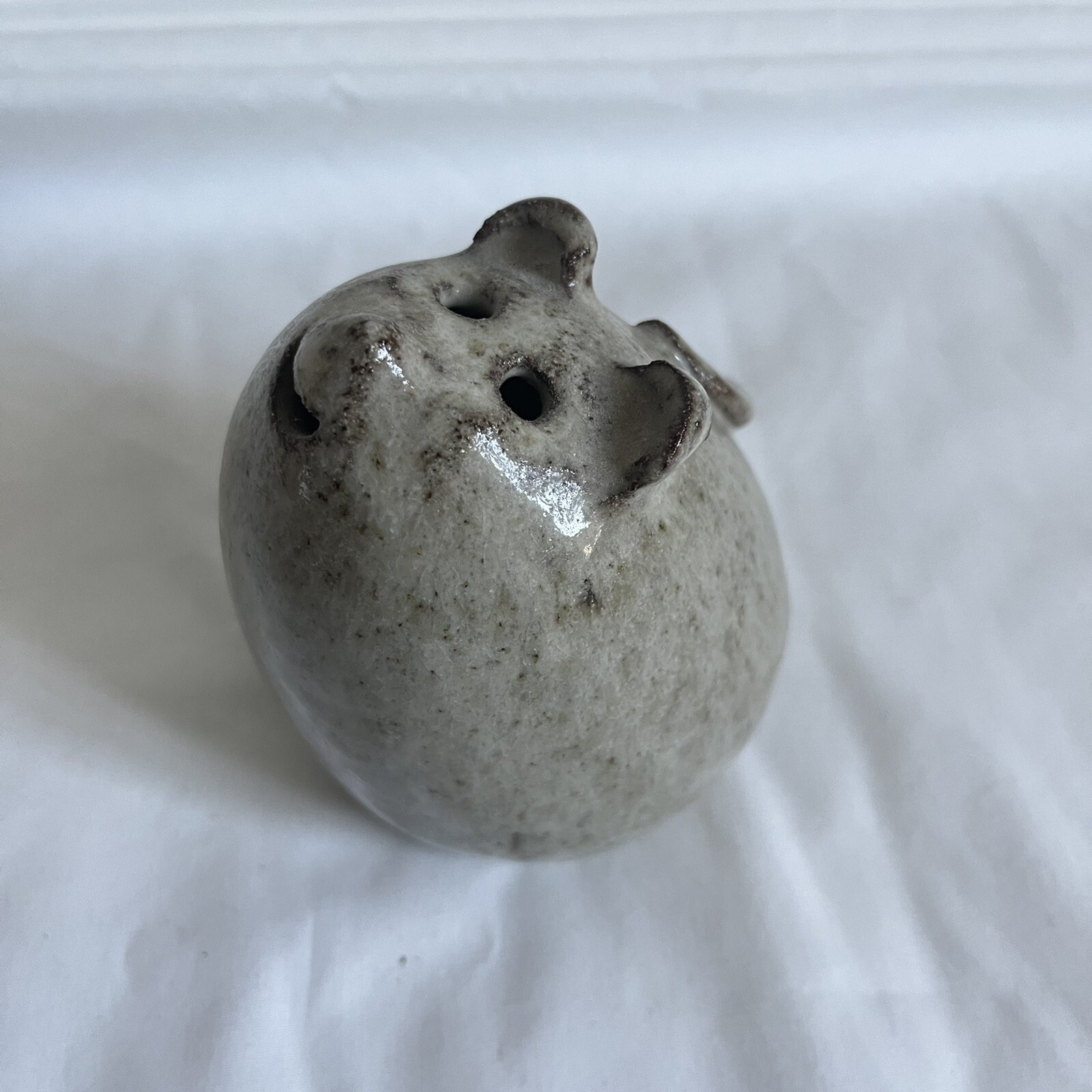 Mouse Figurine Glazed Pottery With Stopper Stoneware Round Handmade 4.5 Inches
