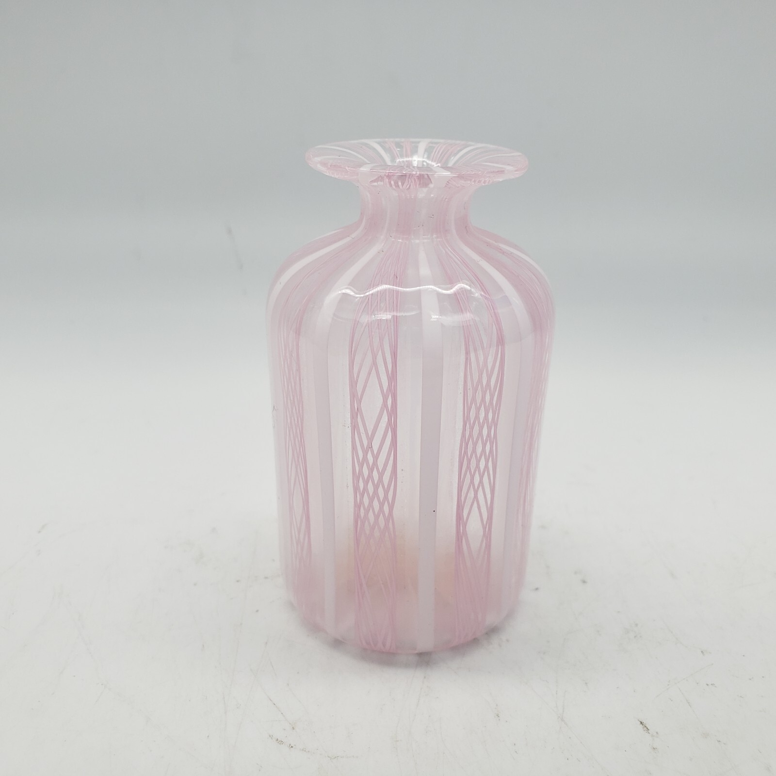 Latticino Glass Perfume Bottle Pink/White/Clear