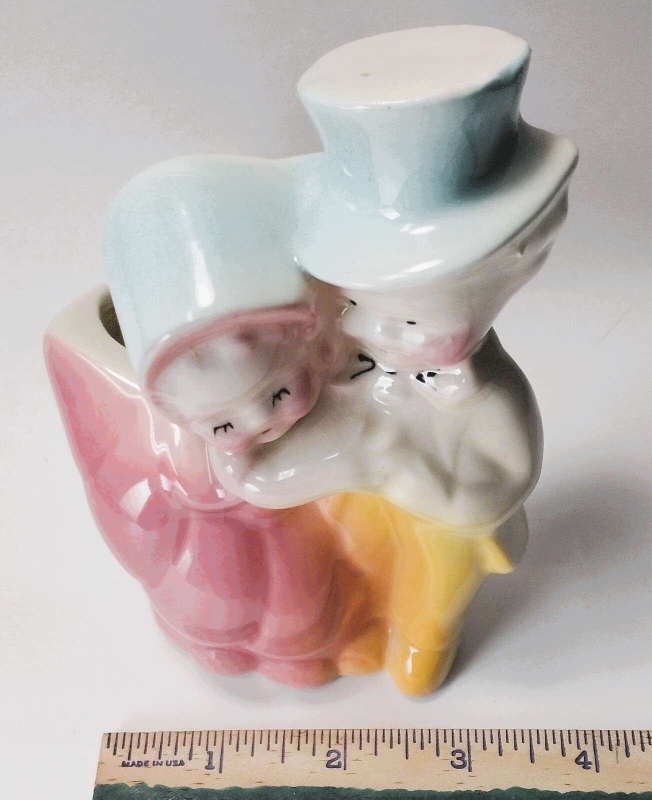 Vintage Shawnee Dancing Couple Planter Pastel Yellow Pink and Blue