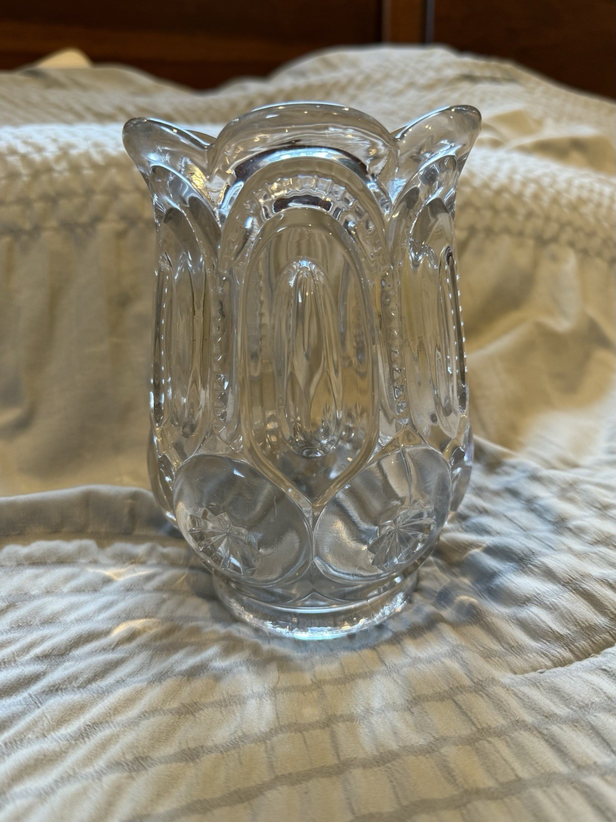 Adams & Company Palace Moon & Stars Clear Glass Celery Vase EAPG Vintage Antique